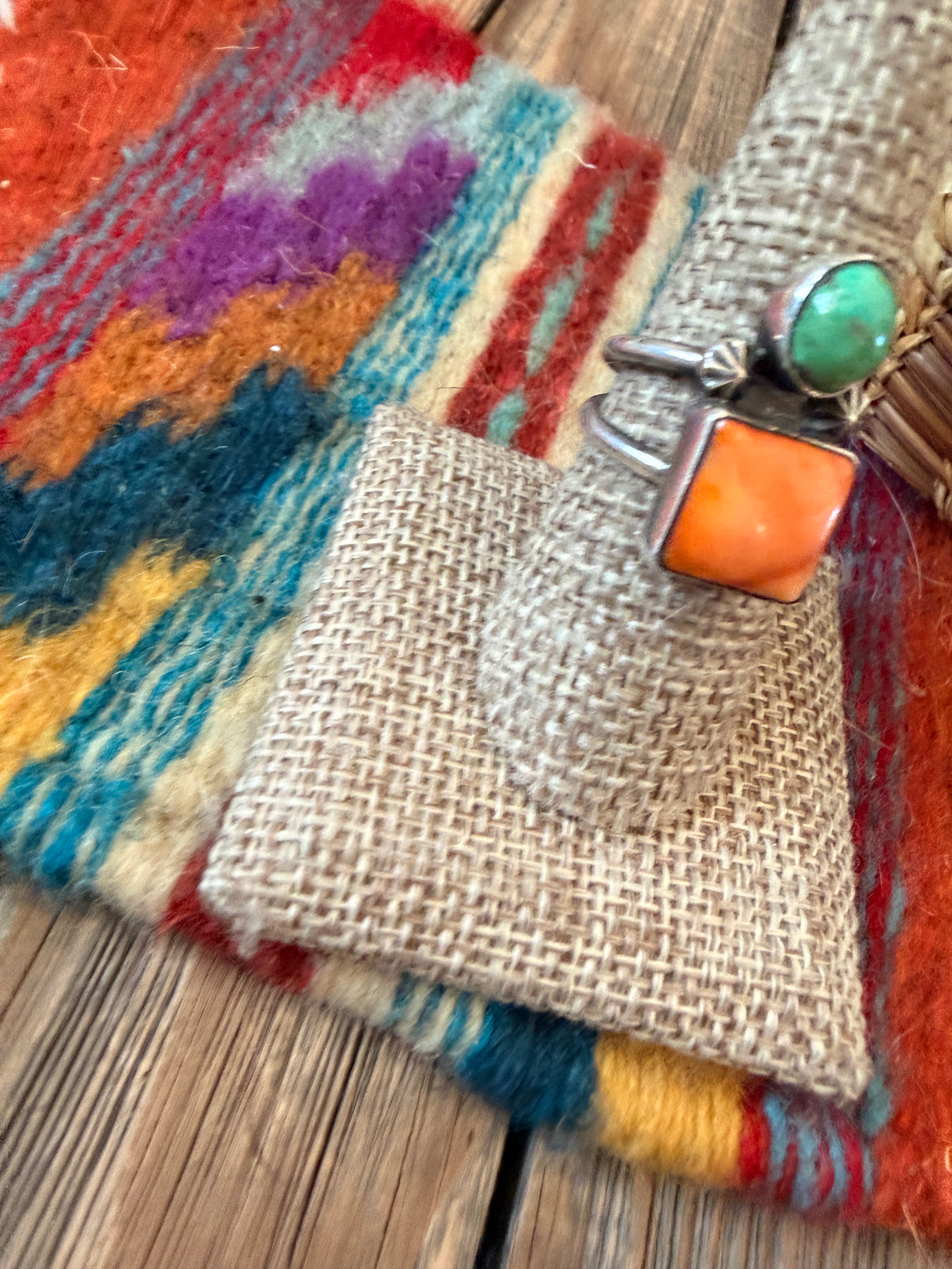 Handcrafted Spiny, Turquoise & Sterling Silver Ring Size 9
