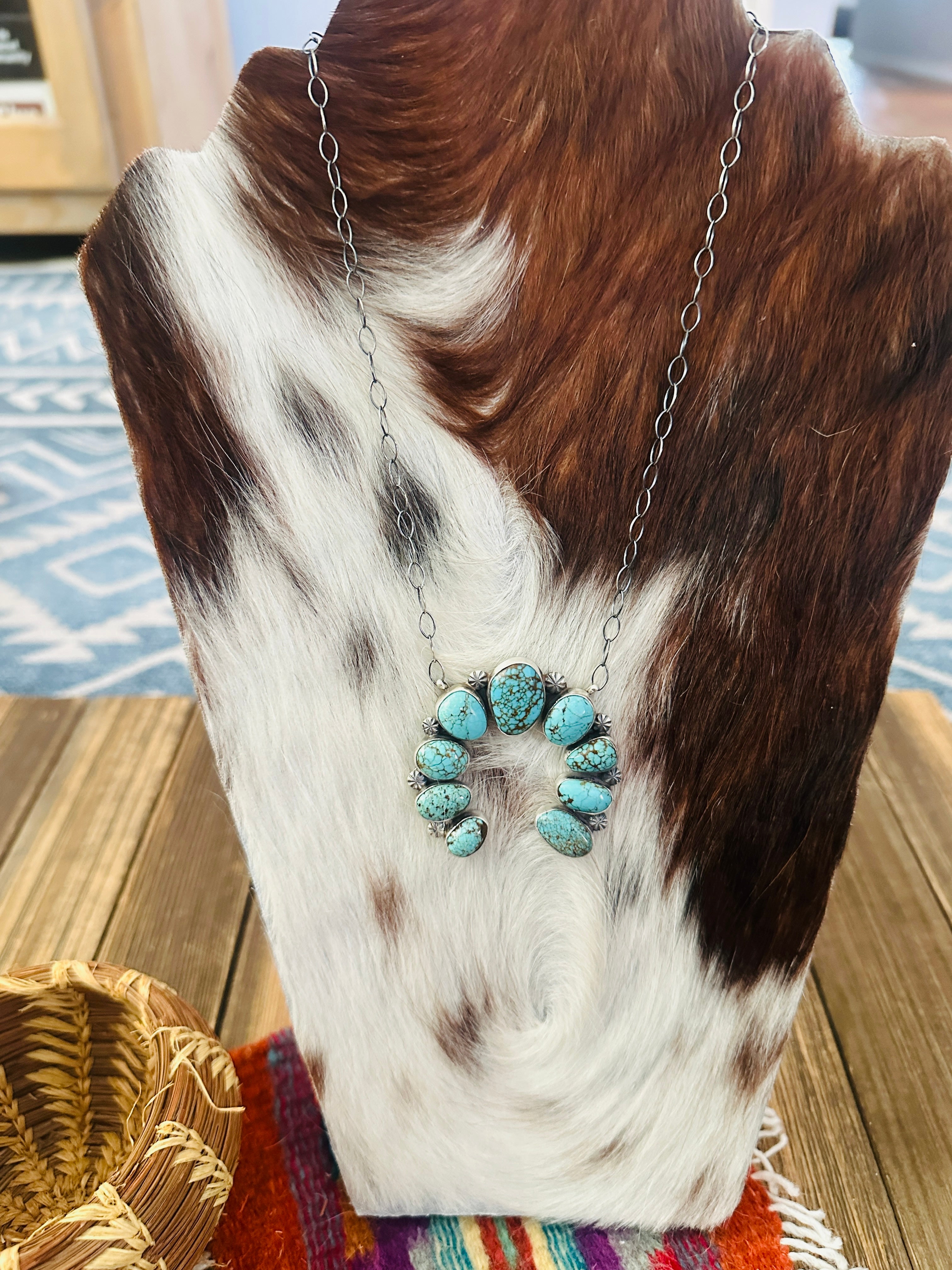 Handcrafted Sterling Silver & Turquoise Naja Necklace by Jameson Garcia