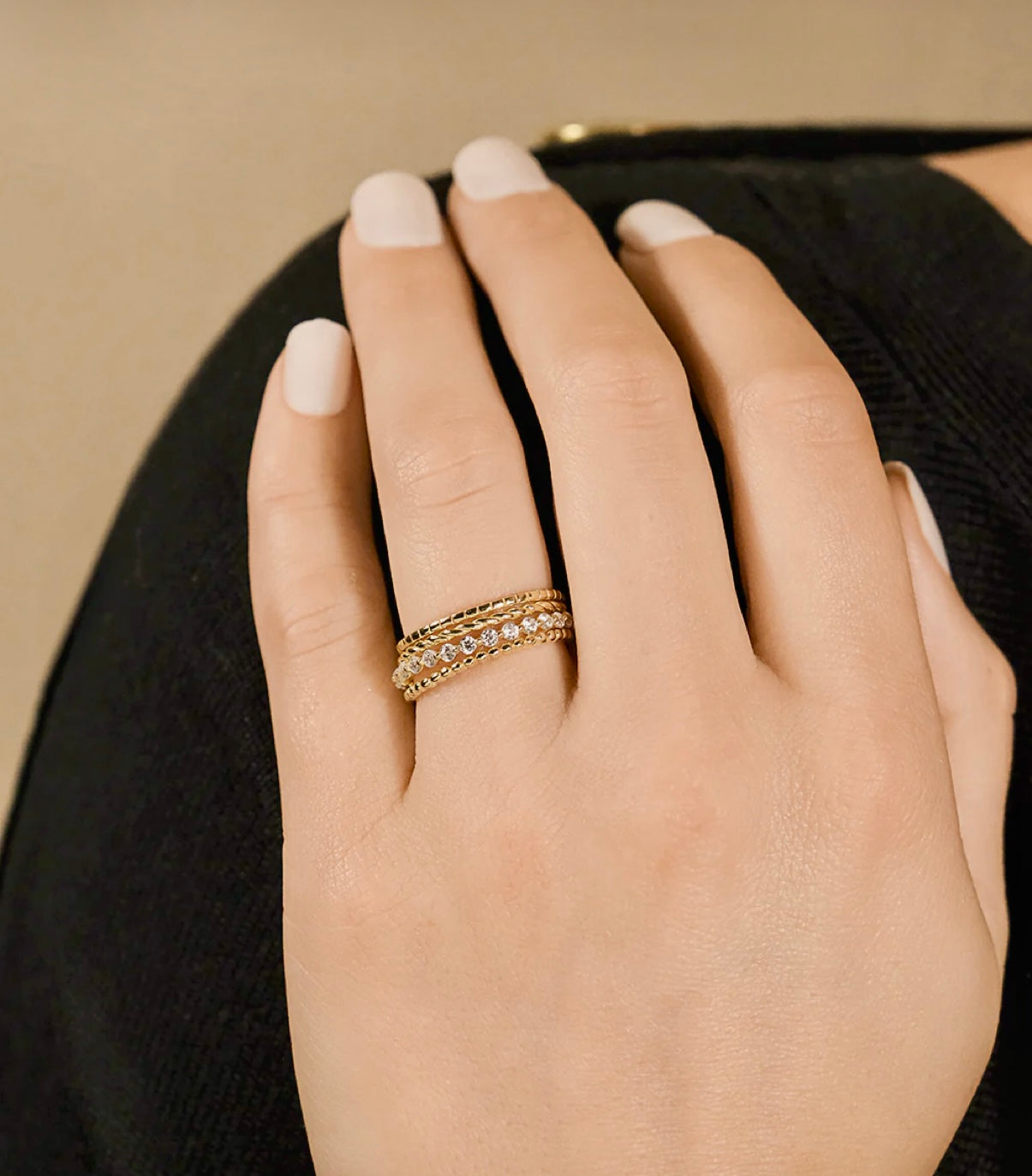 Sterling Silver Cassidy CZ Layered Textured Ring