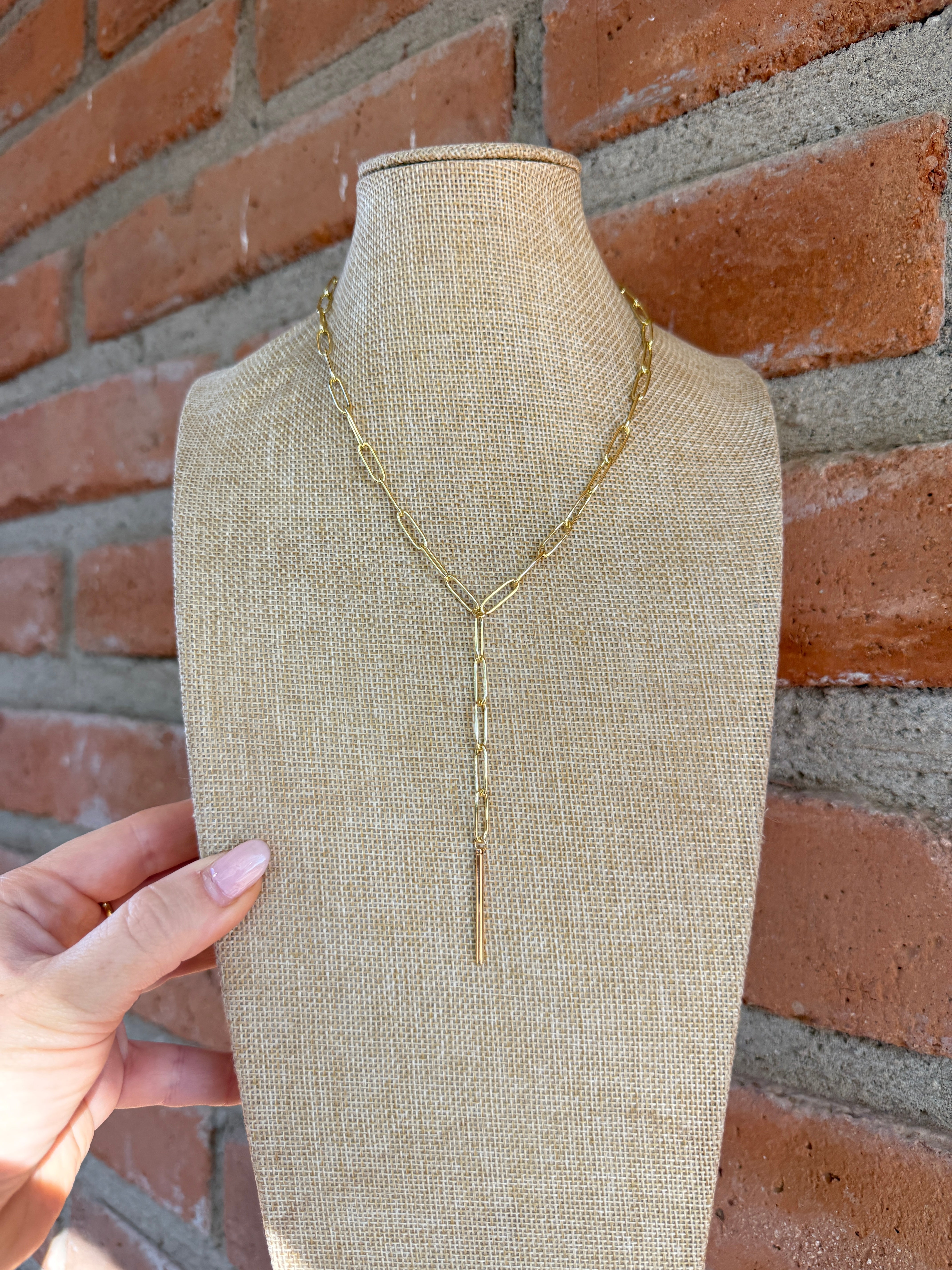 “The Golden Collection” Handmade Gold Plated Chain Link Y Necklace style 2