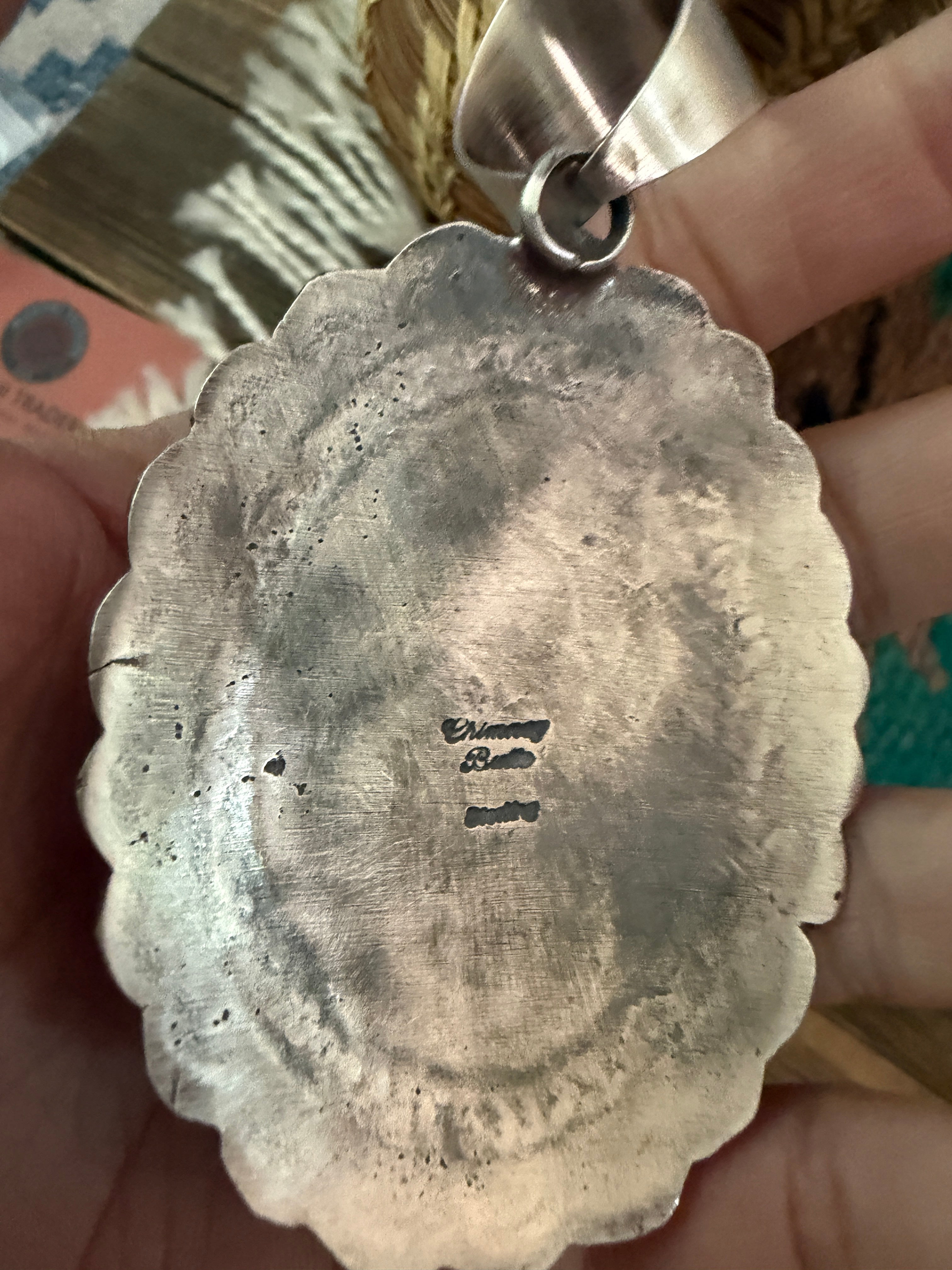 Handcrafted Sterling Silver & Golden Hills Turquoise Concho Pendant by Chimney Butte