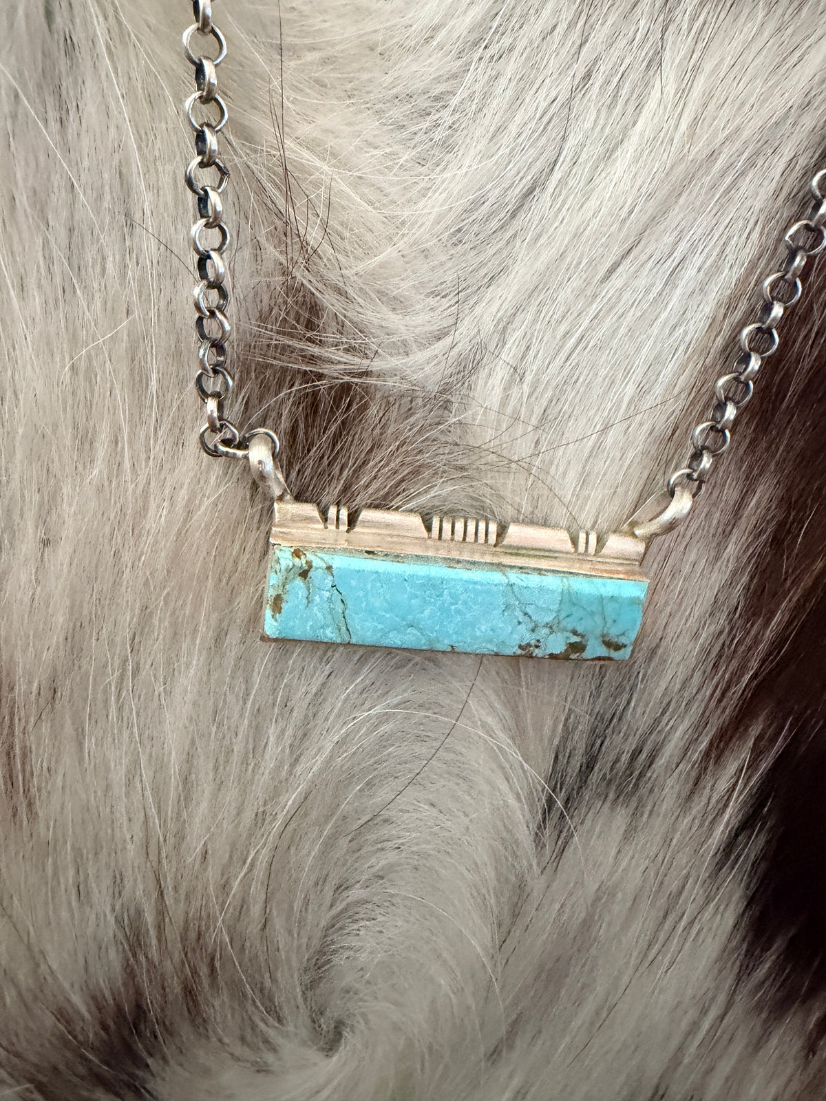 Handcrafted Turquoise & Sterling Silver Bar Necklace