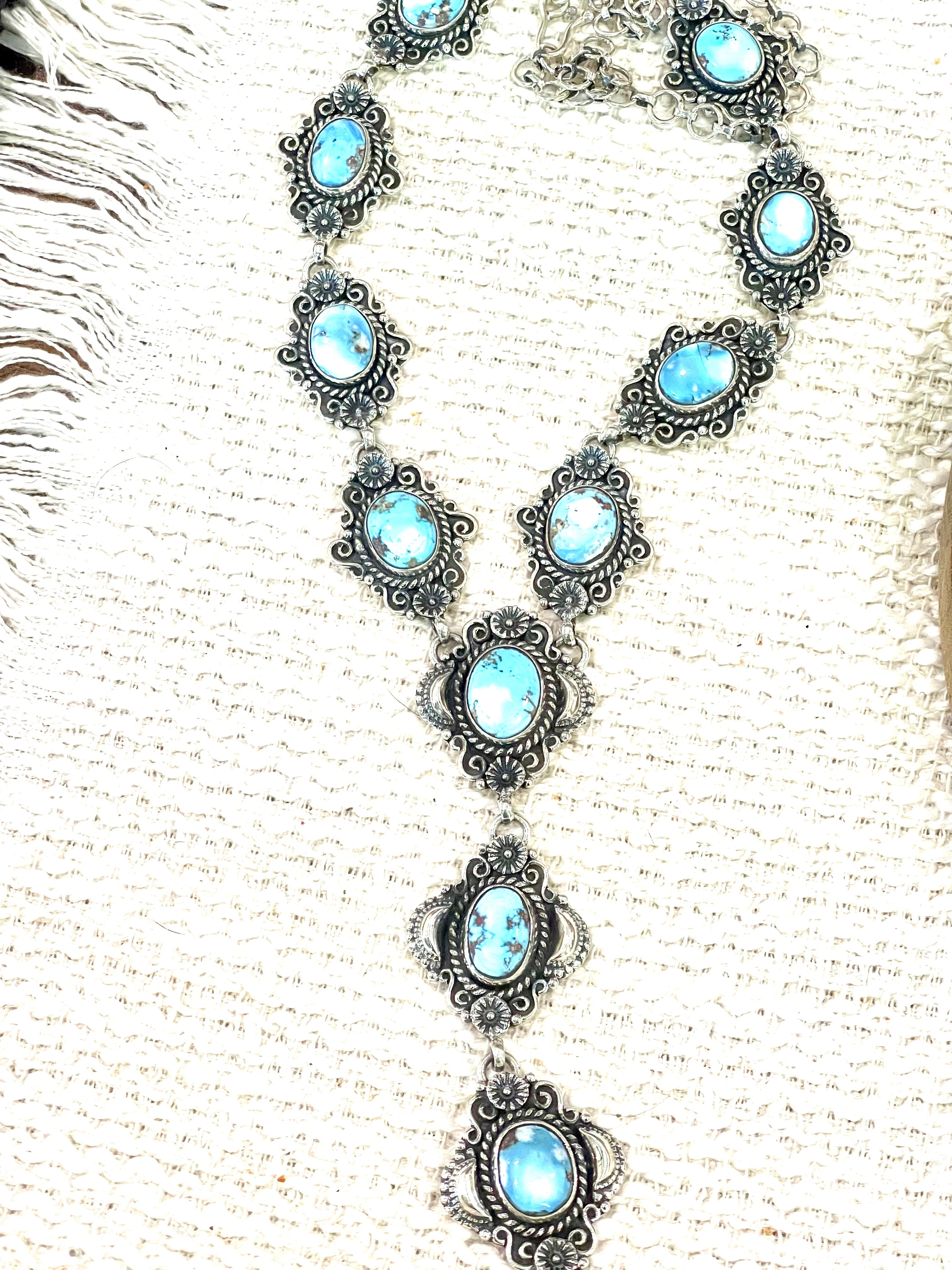 Beautiful Handmade Sterling Silver & Golden Hills Lariat Necklce