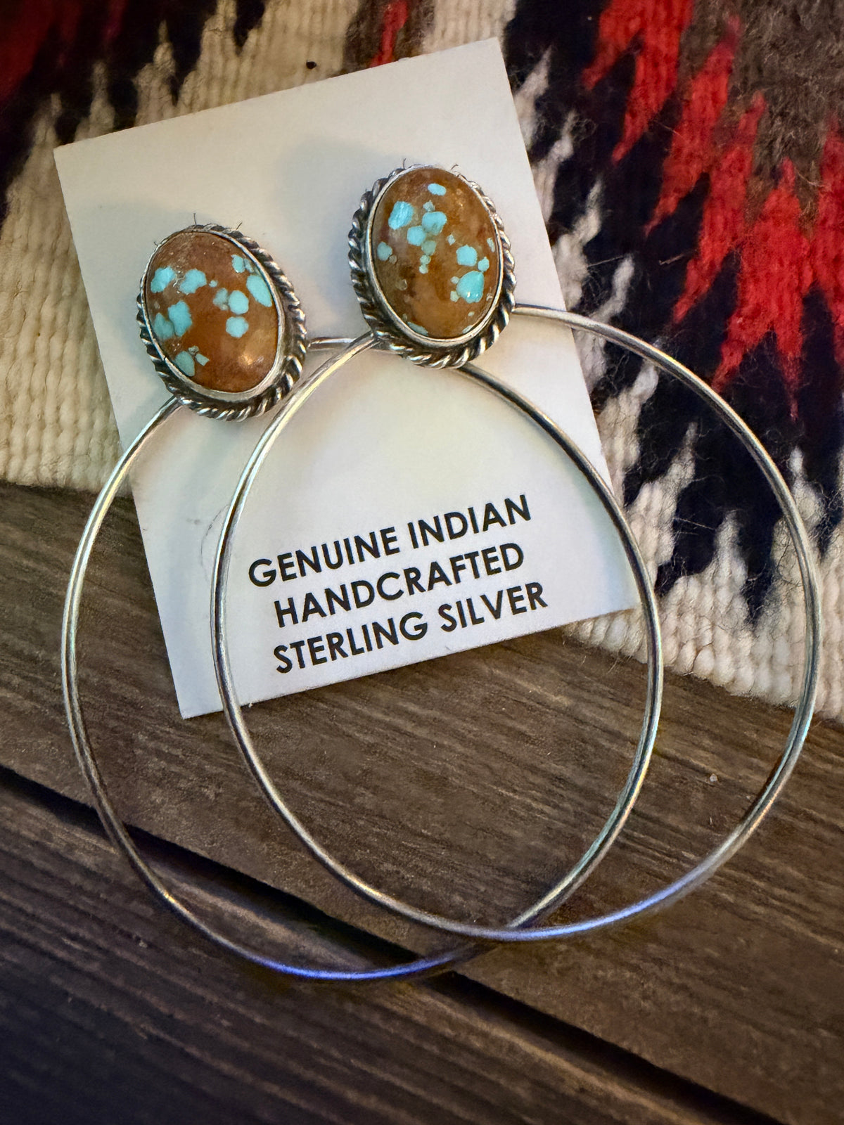 Handcrafted Number 8 Turquoise & Sterling Silver Hoop Earrings by Elouise Kee