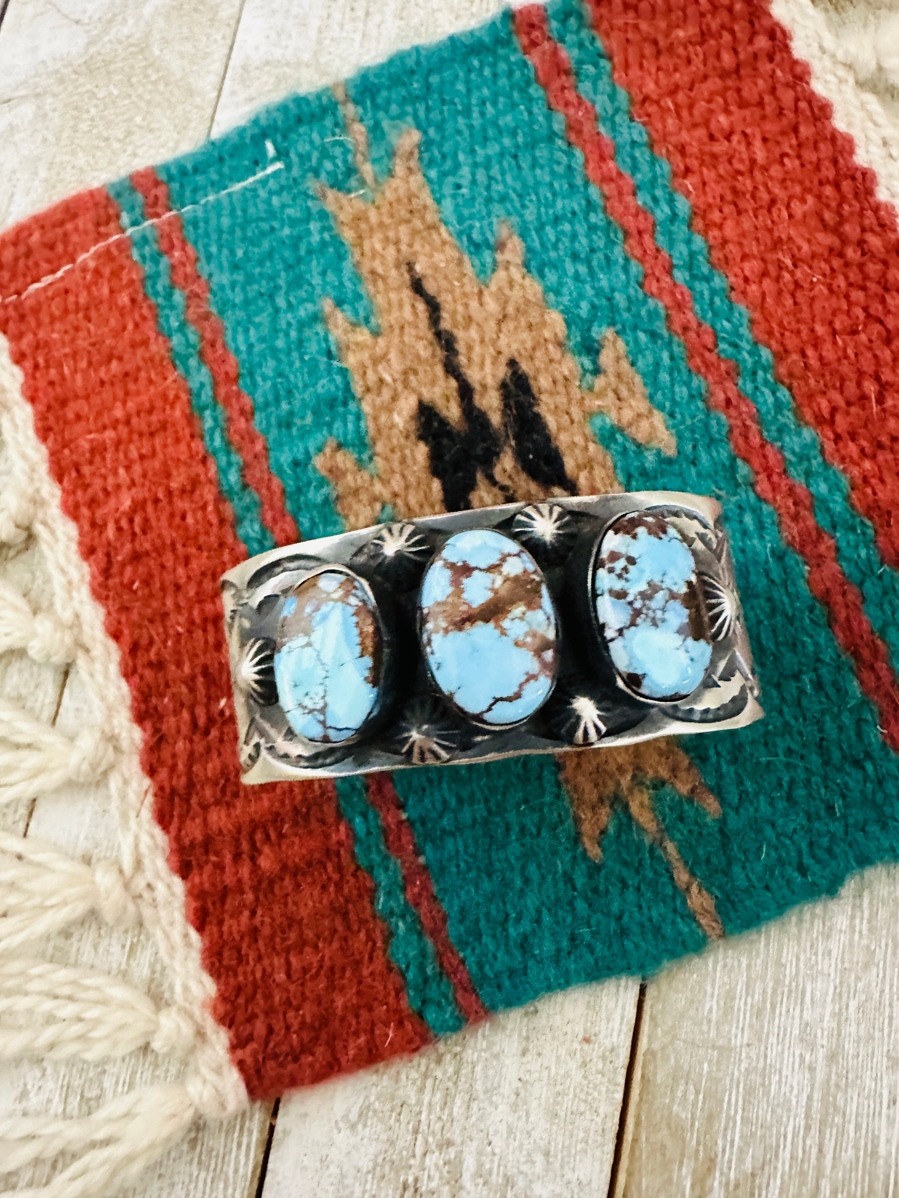 Handcrafted Sterling Silver & Golden Hills Turquoise Cuff Bracelet by Chimney Butte /
