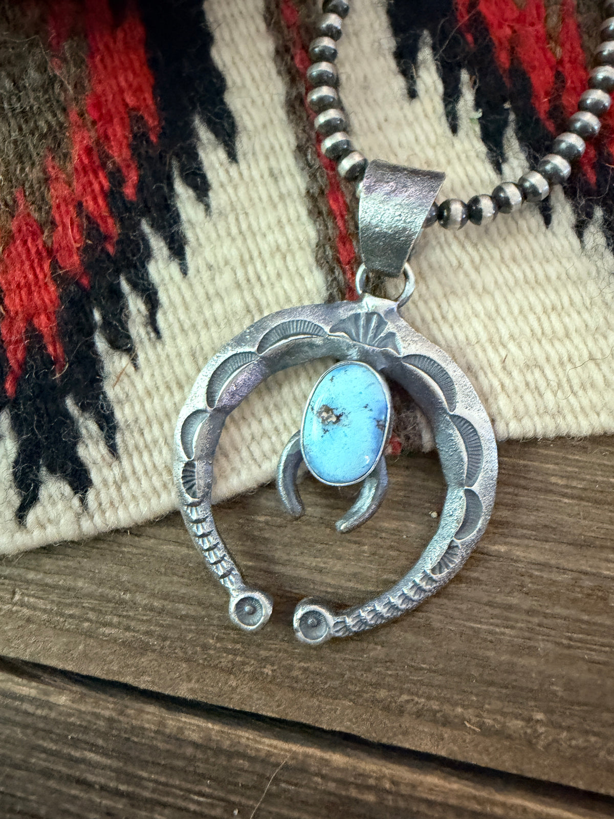 Handcrafted Sterling Silver & Golden Hills Turquoise Naja Pendant by Kevin Billah