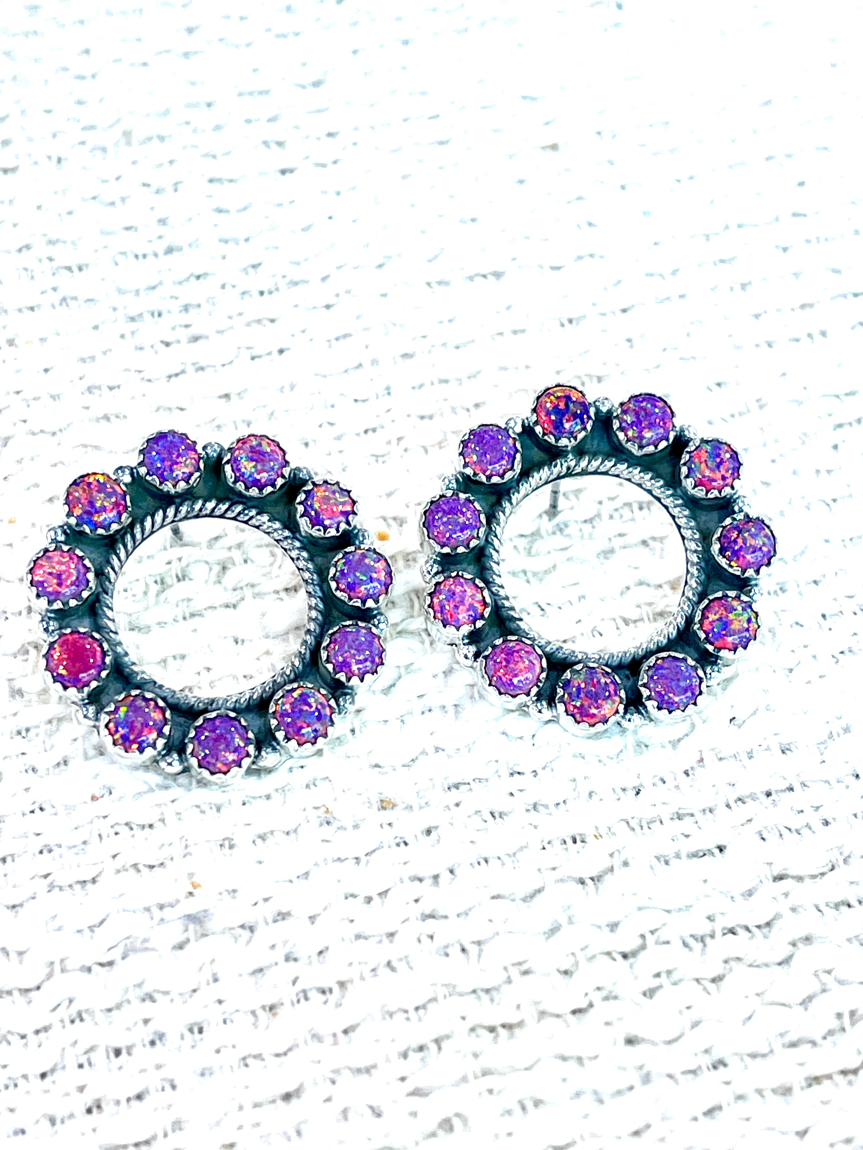 Gorgeous Handmade Sterling Silver & Pink Fire Opal Post Earrings