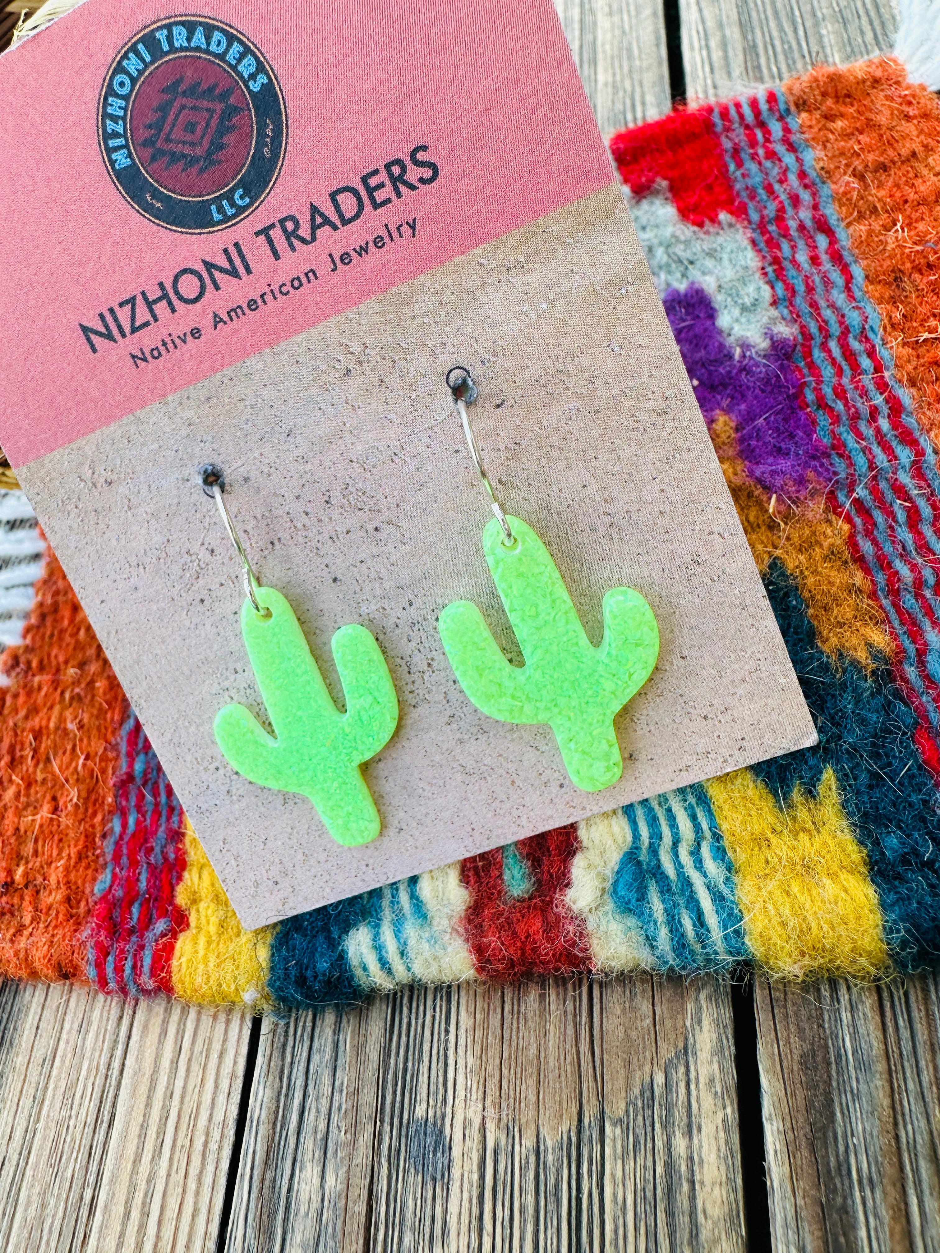 Handcrafted Sterling Silver & Opal Cactus Dangle Earrings