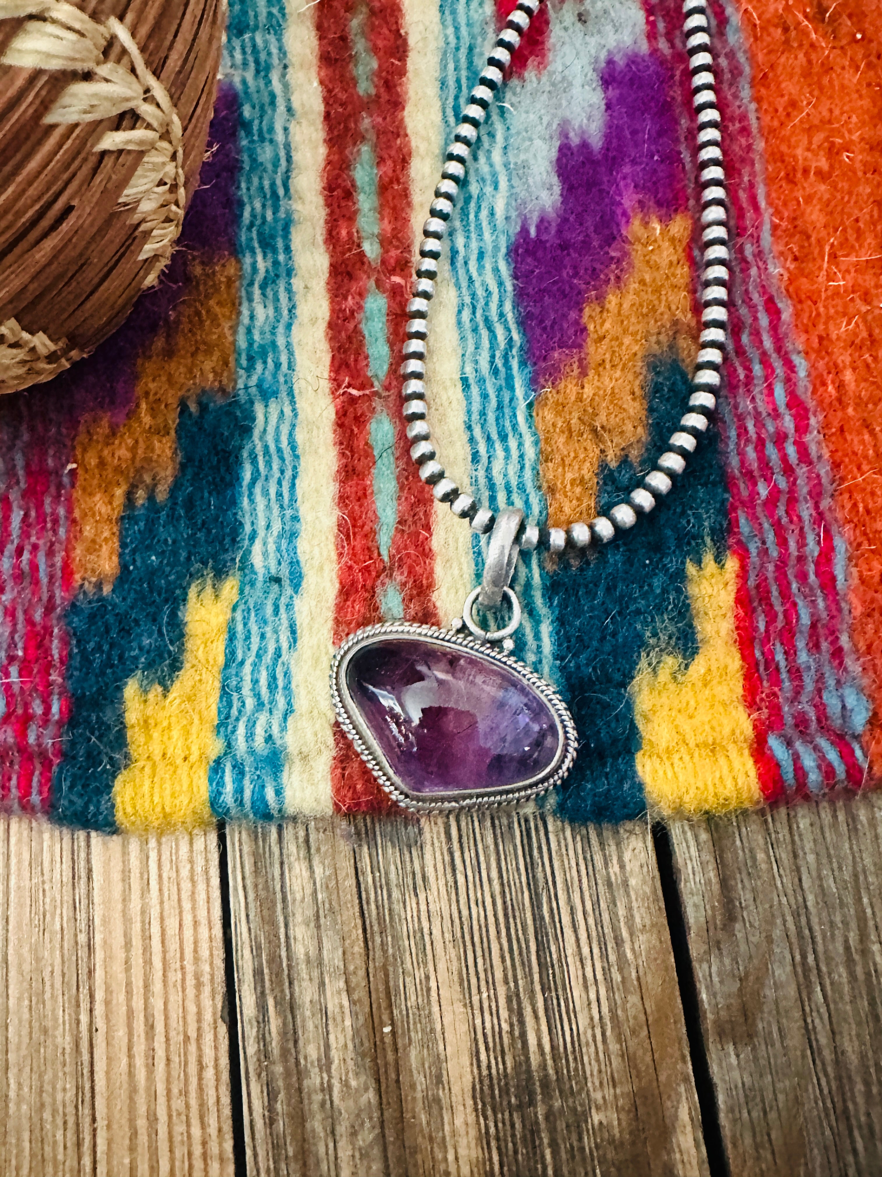 Handcrafted Old Pawn Sterling Silver & Amethyst Pendant