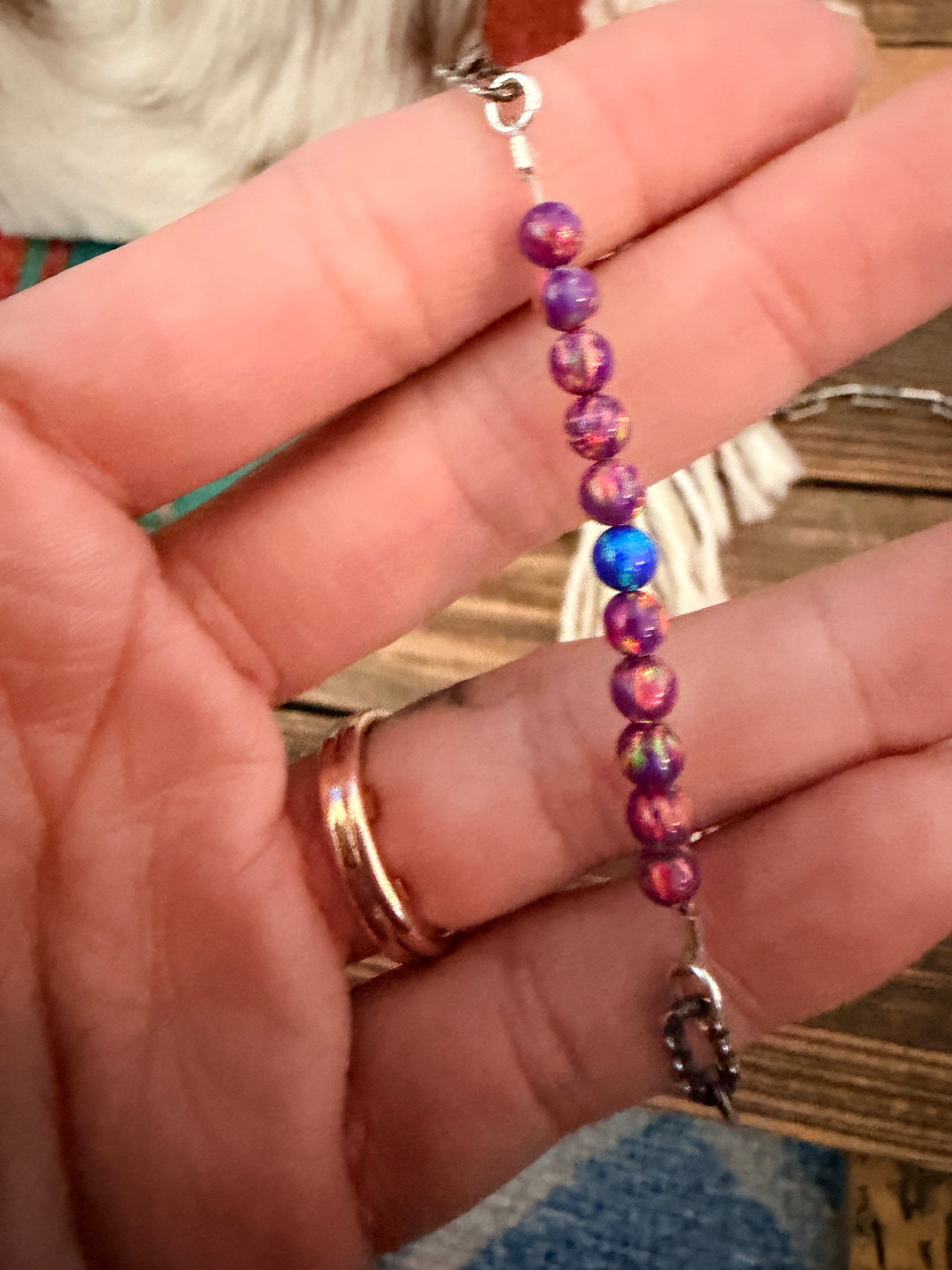 Handmade Sterling Silver & Fire Opal Beaded Necklace