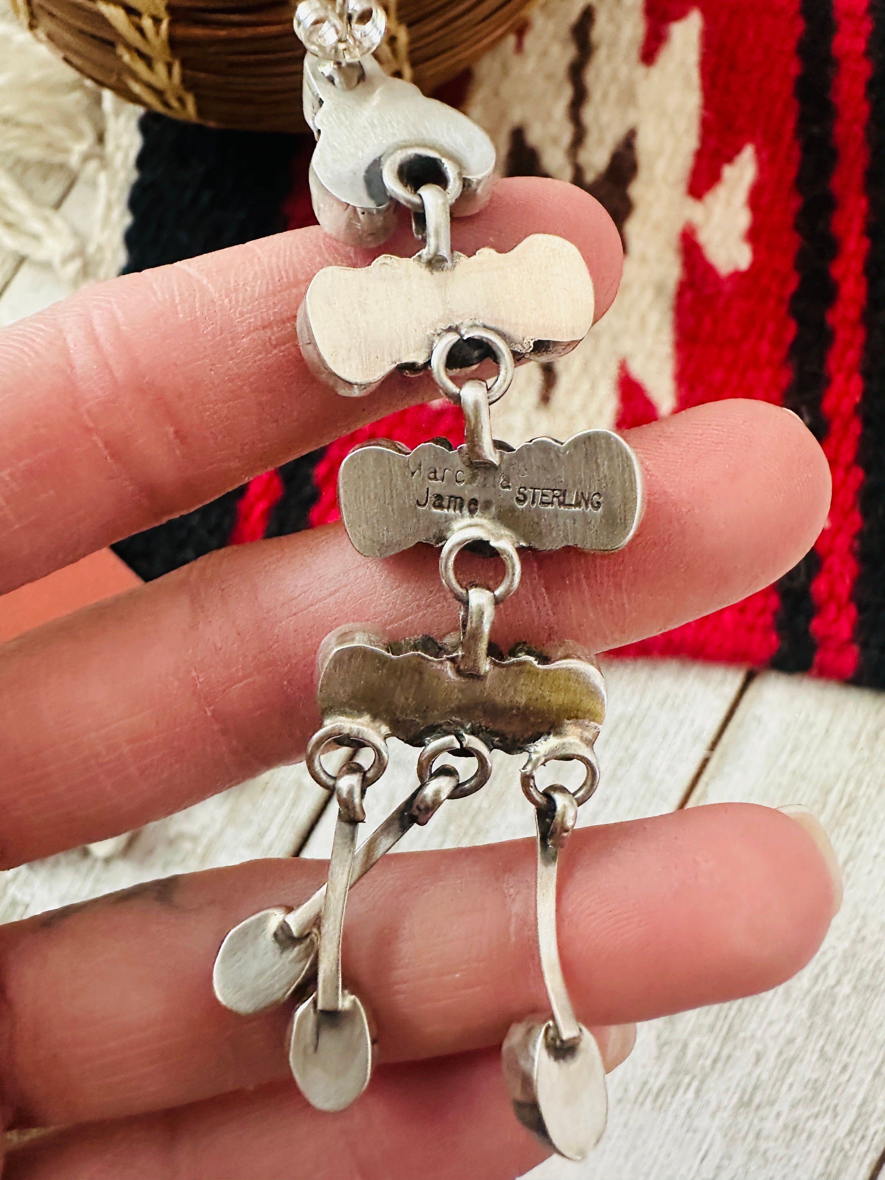 Navajo Multi Stone & Sterling Silver Chandelier Dangle Earrings by Marcella James