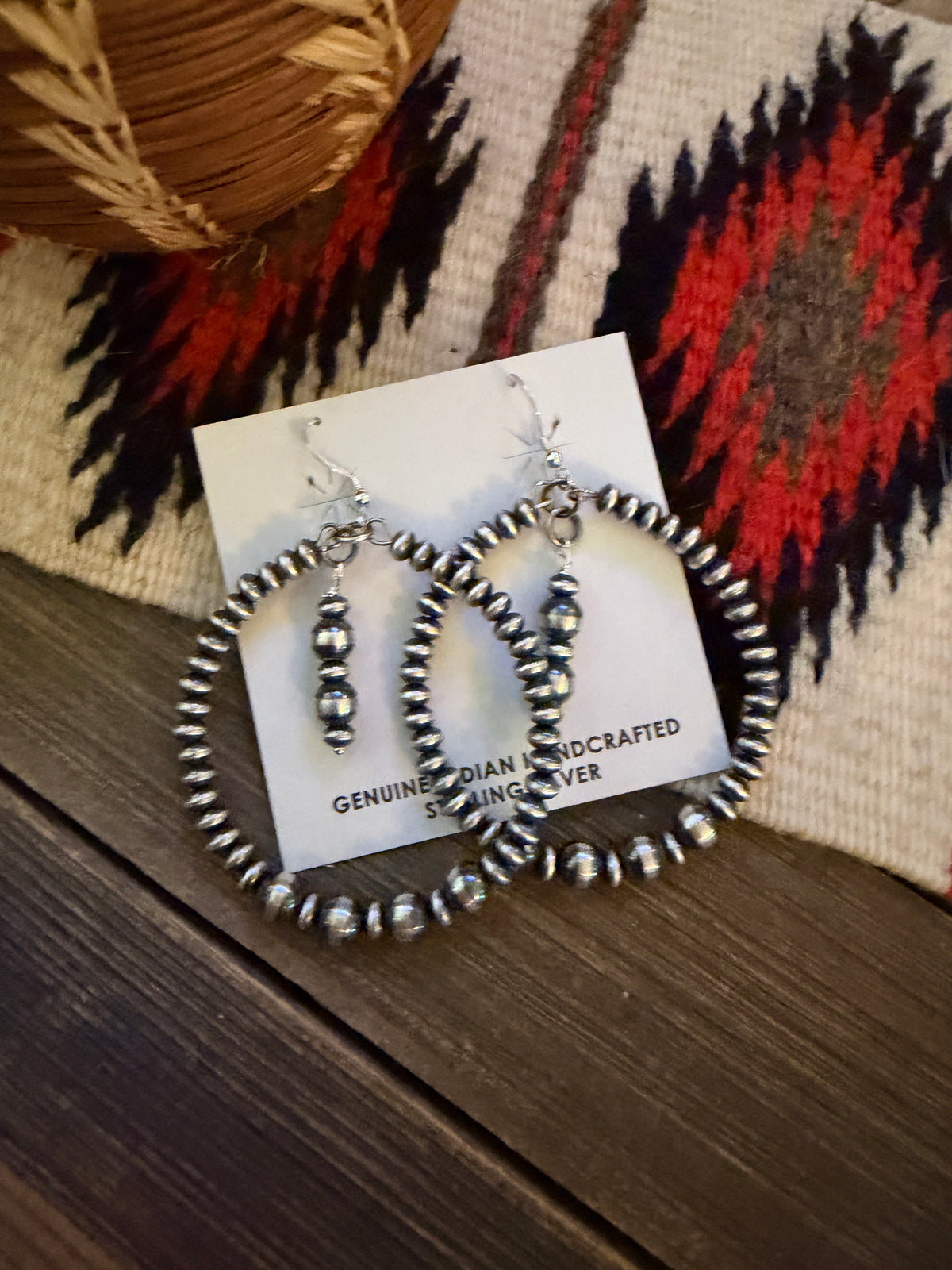 Handcrafted Sterling Silver Pearl Beaded Dangle Hoop Earrings