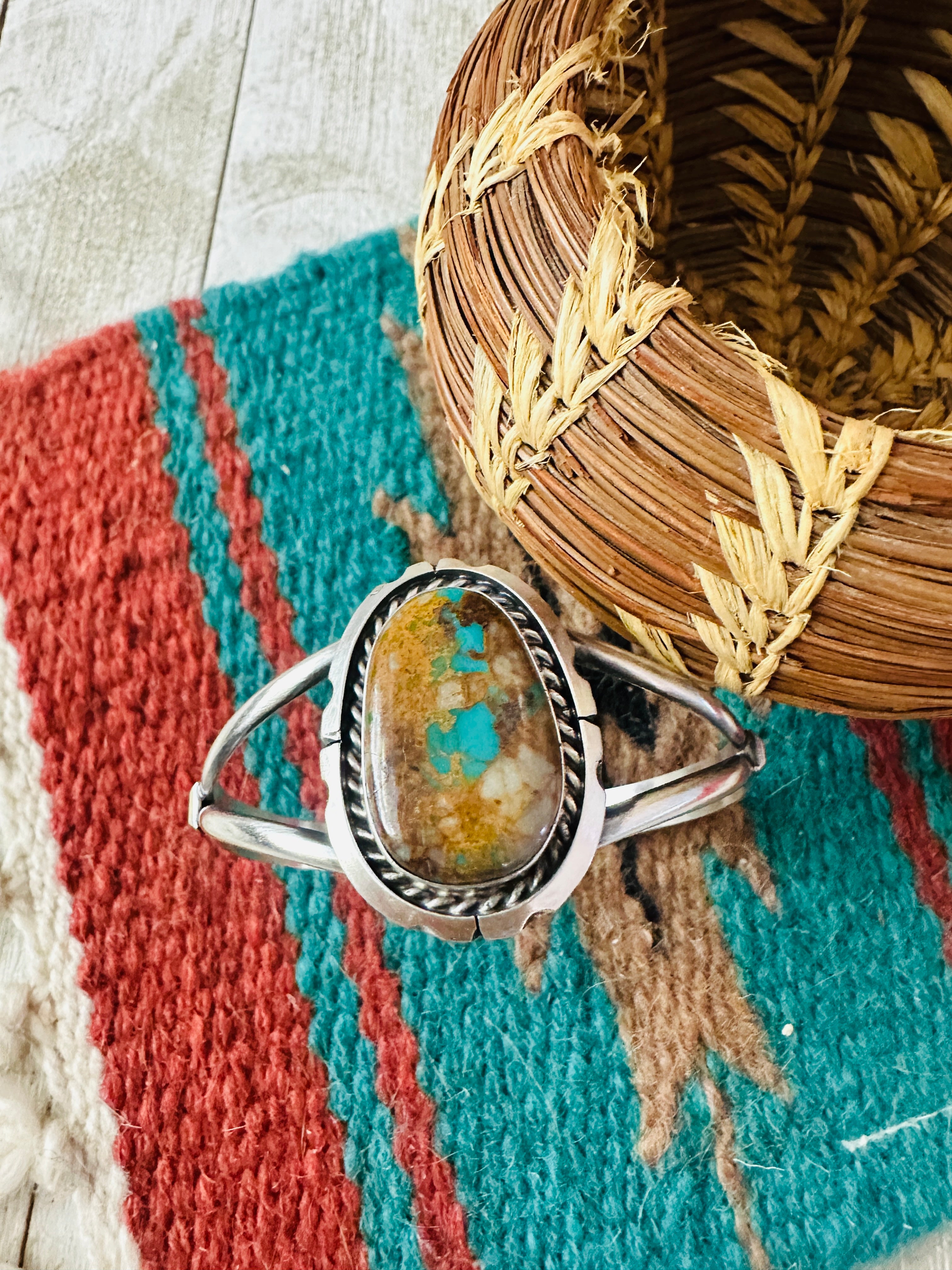 Handcrafted Sterling Silver & Royston Turquoise Cuff Bracelet