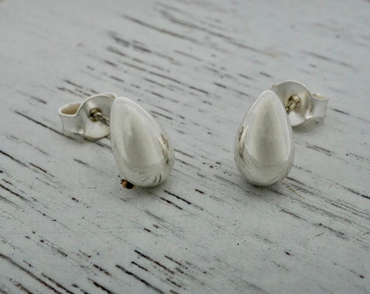 Dainty Sterling Silver Teardrop Stud Earrings