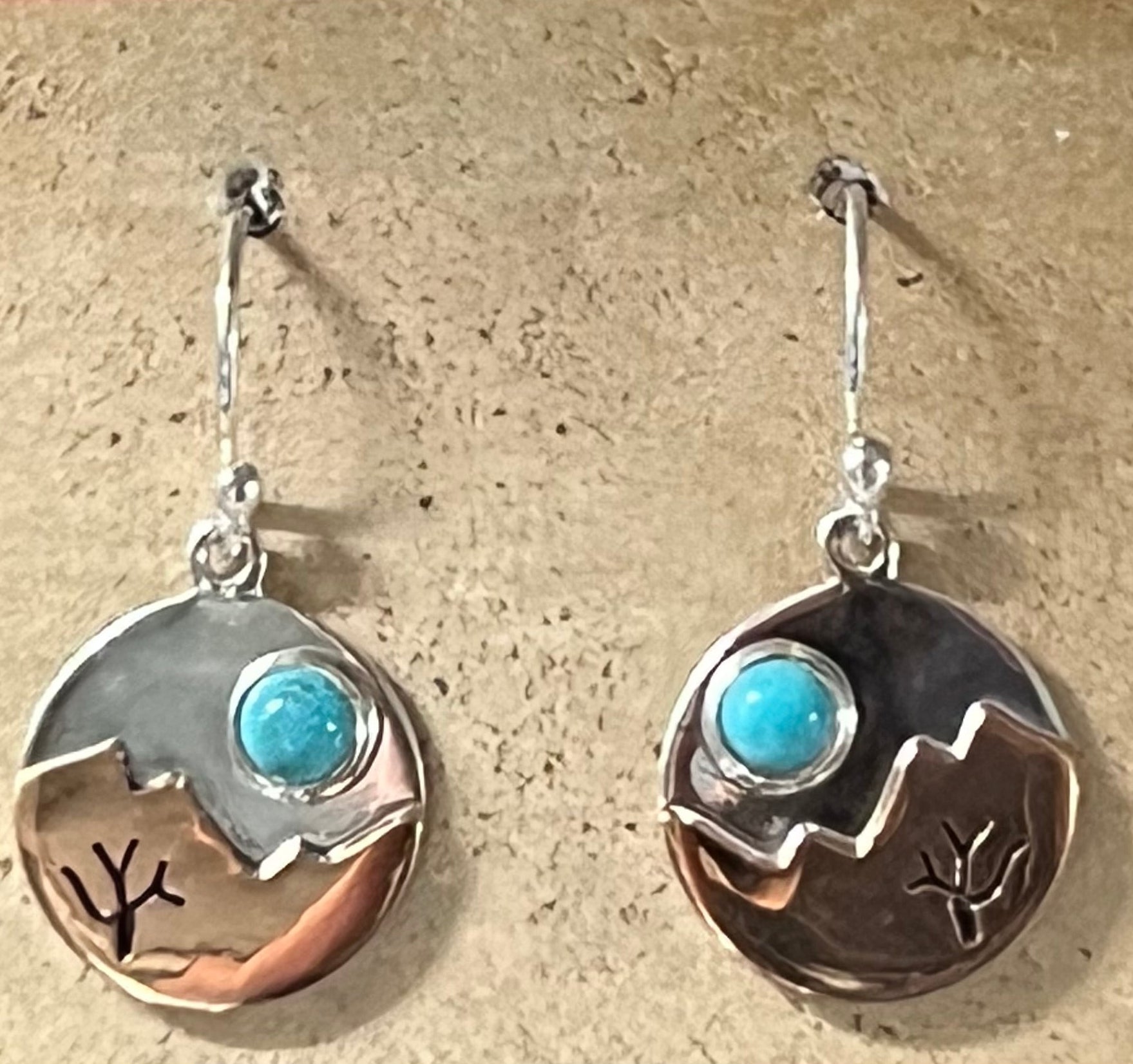 Copper Sunrise Sterling Silver Turquoise Earrings