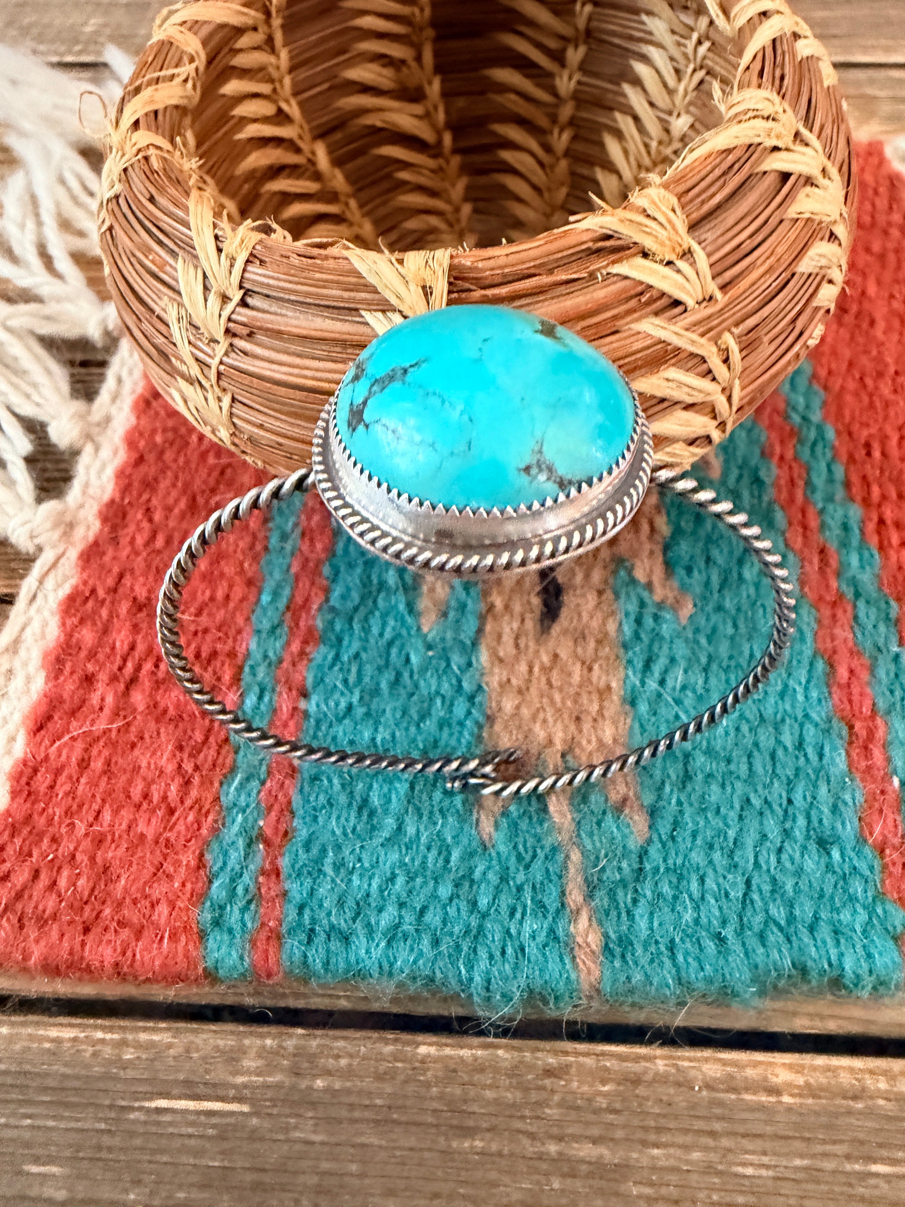 Handmade Turquoise & Sterling Silver Bangle Bracelet