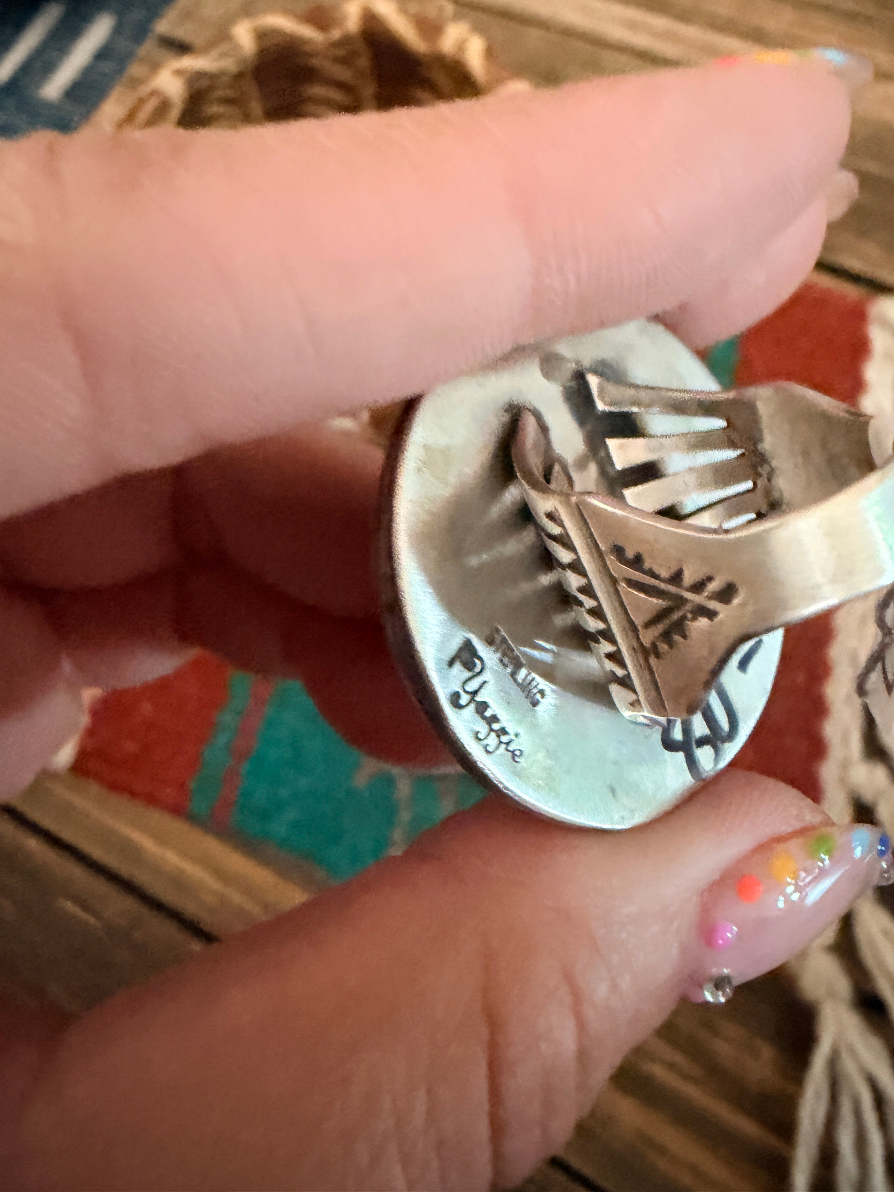 Handcrafted Sterling Silver Concho Ring Size 6 by Patrick Yazzie