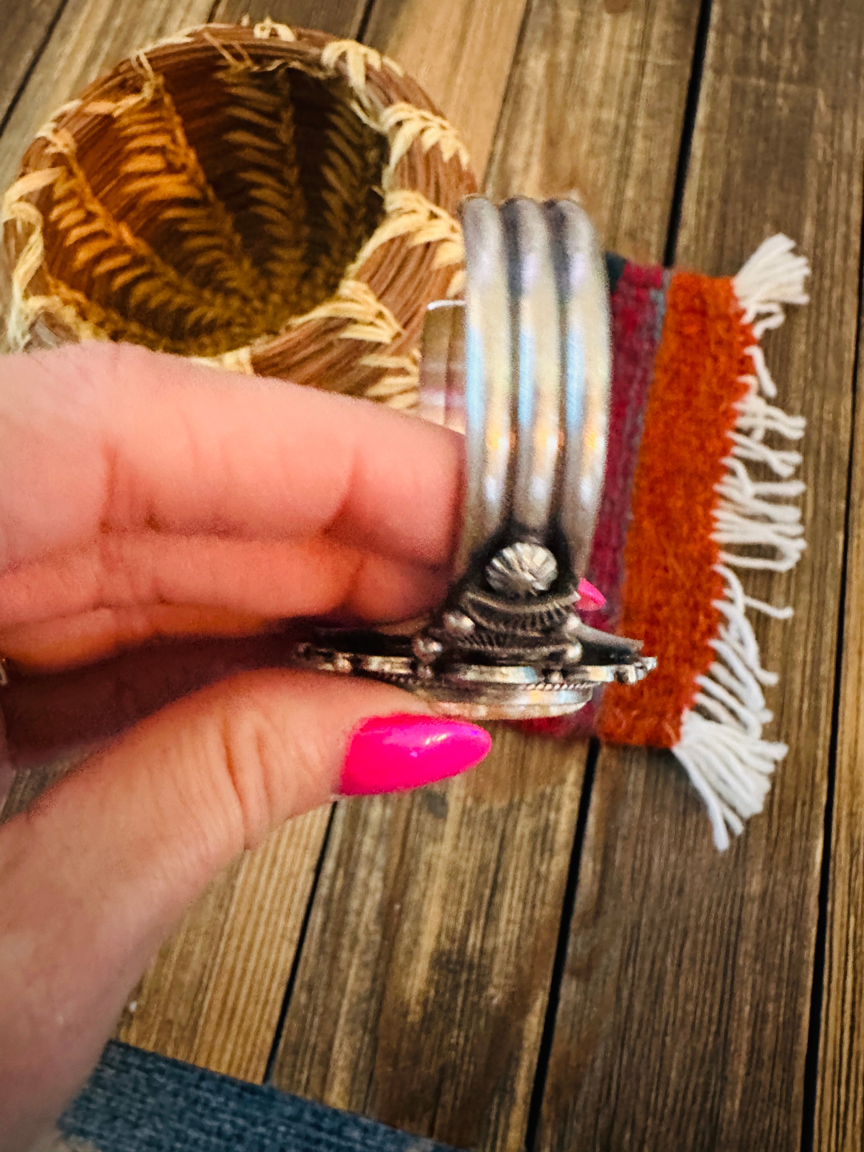 Handcrafted Dry Creek Turquoise & Sterling Silver Cuff Bracelet