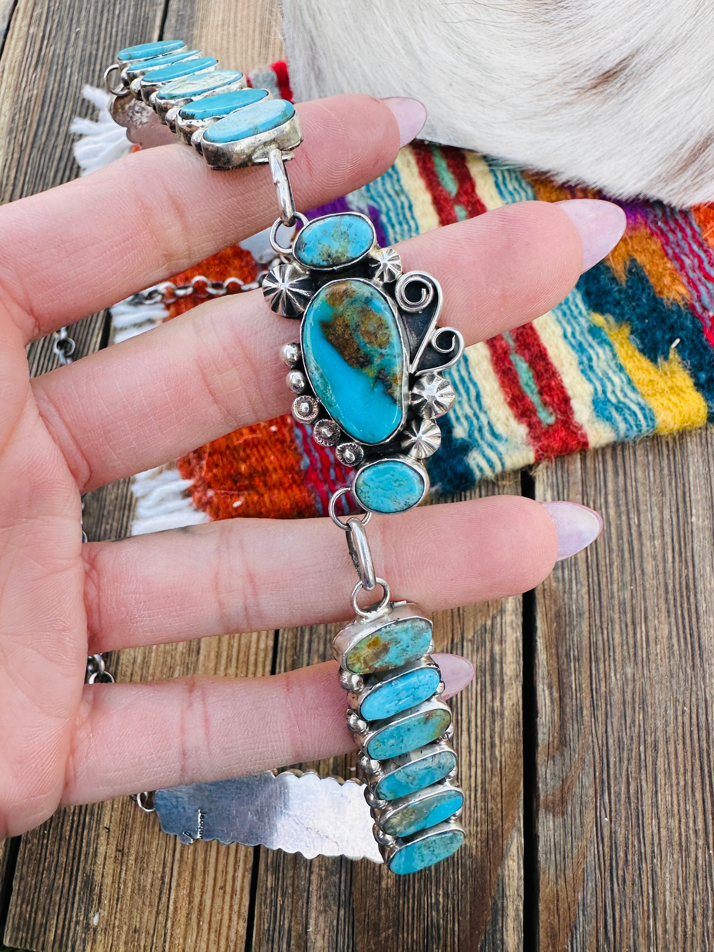 Handcrafted Turquoise & Sterling Silver Necklace by Jacqueline Silver