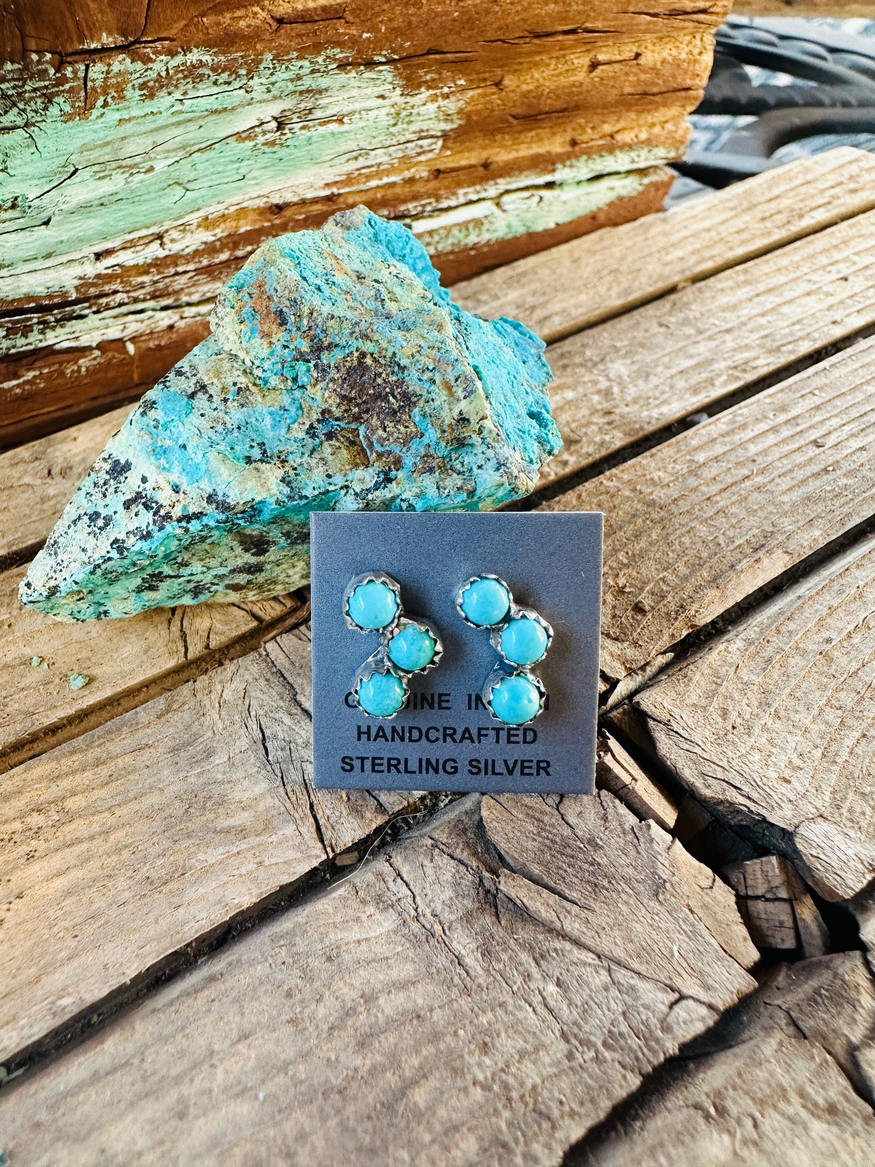 Handcrafted Turquoise & Sterling Silver Stud Earrings