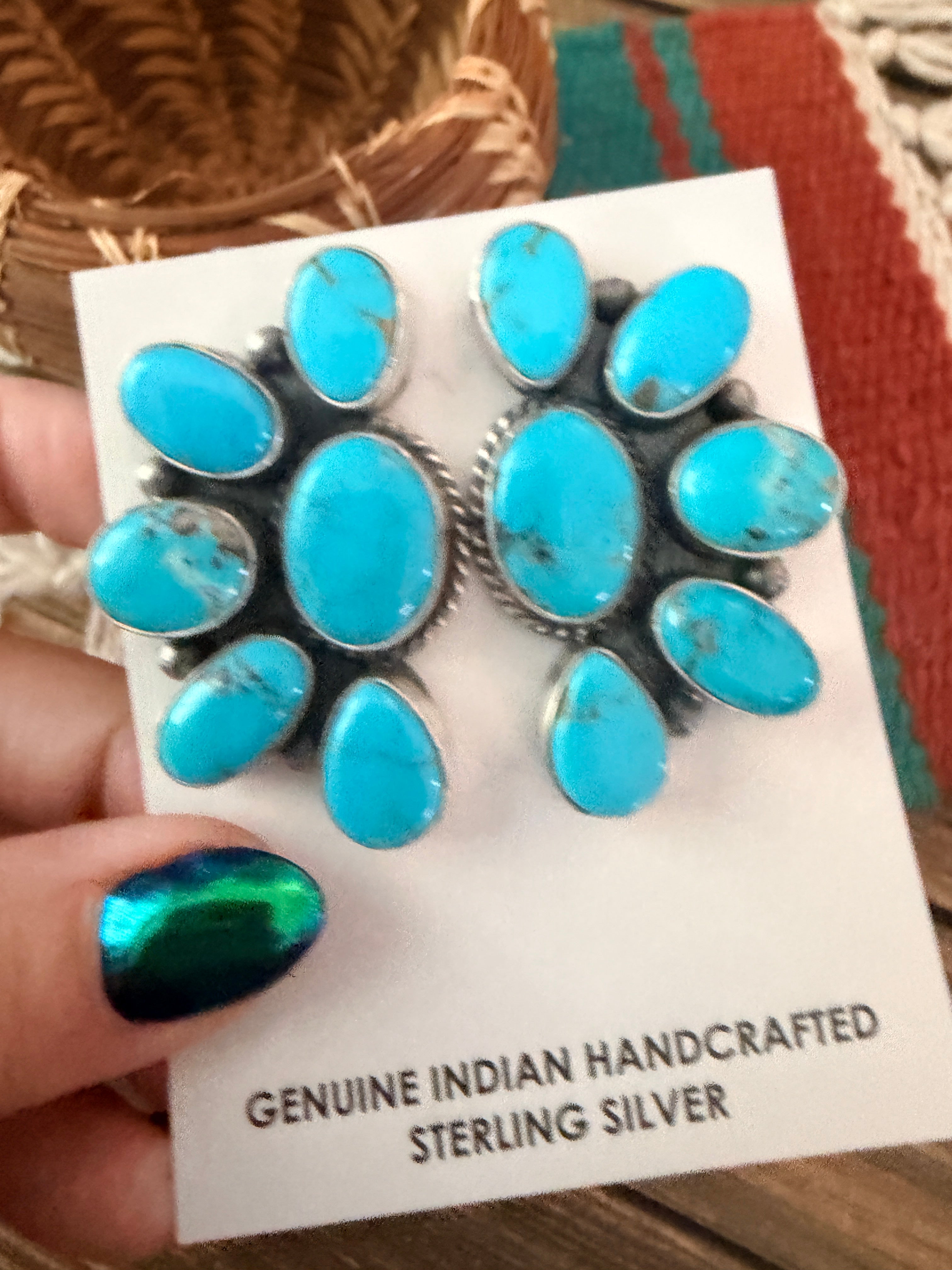 Handcrafted Turquoise & Sterling Silver Post Earrings by Letricia Largo