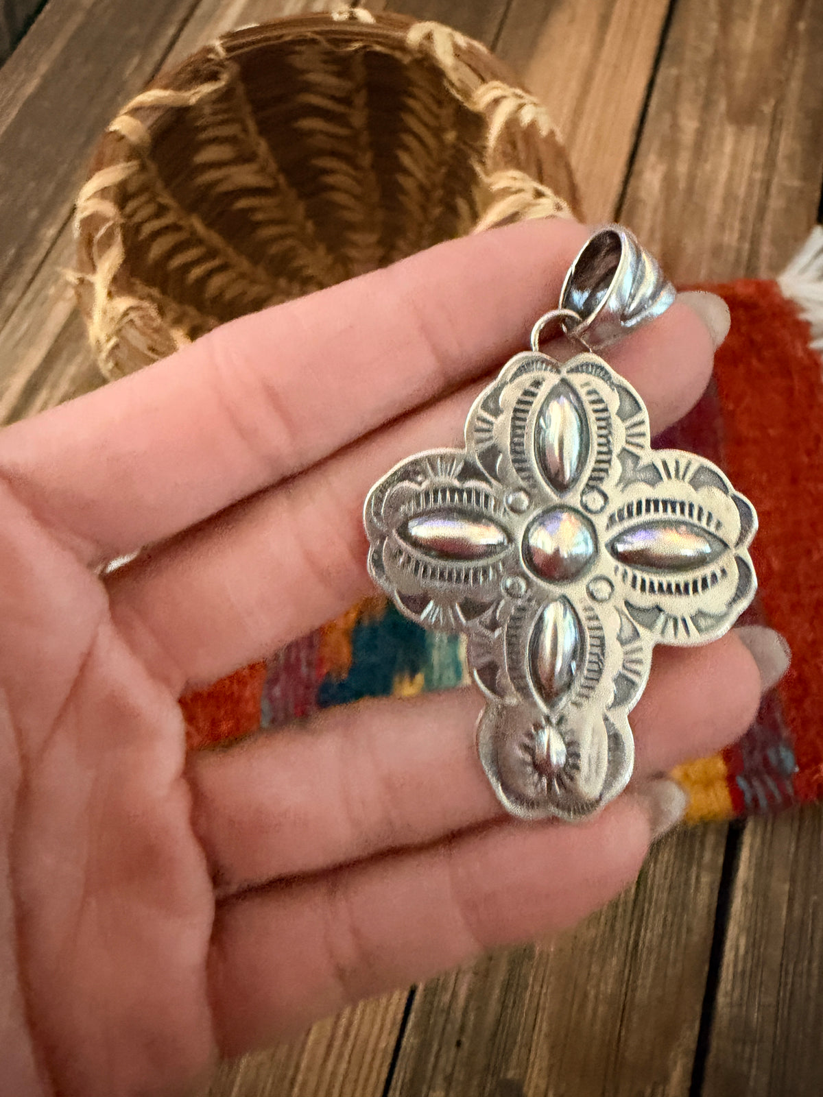 Handcrafted Sterling Silver Cross Pendant by Benson Shorty