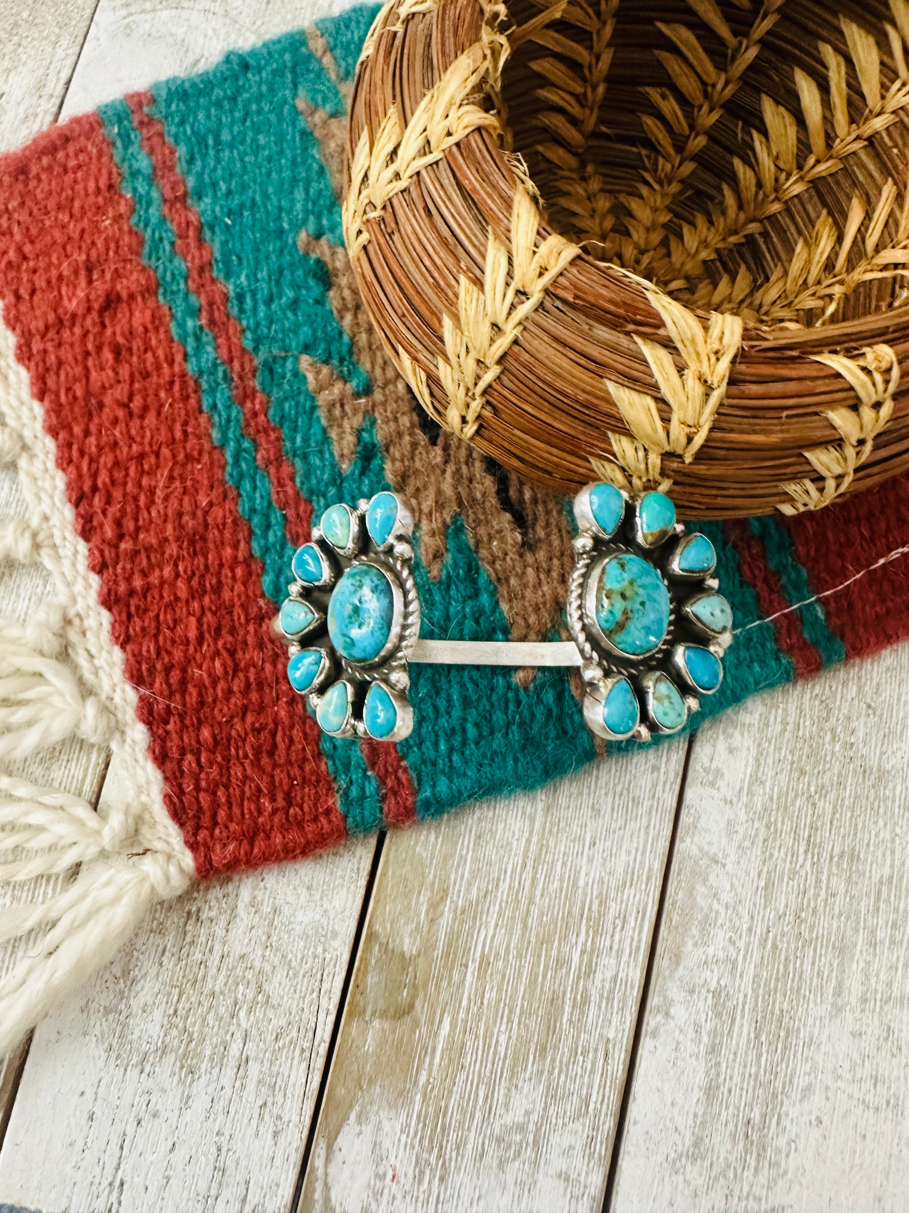 Handcrafted Turquoise & Sterling Silver Floating Cuff Bracelet /