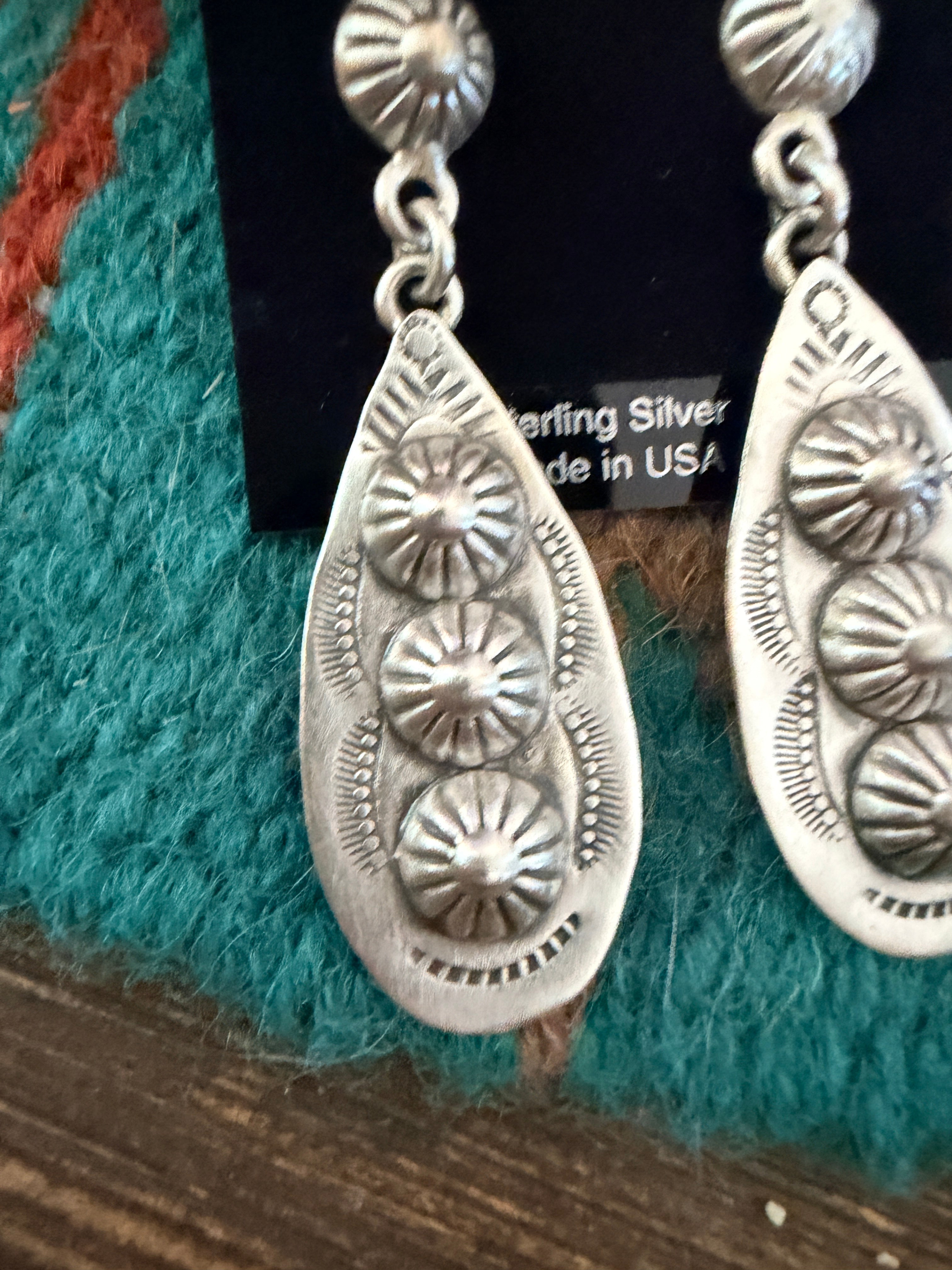 Handmade Sterling Silver Concho Dangle Earrings