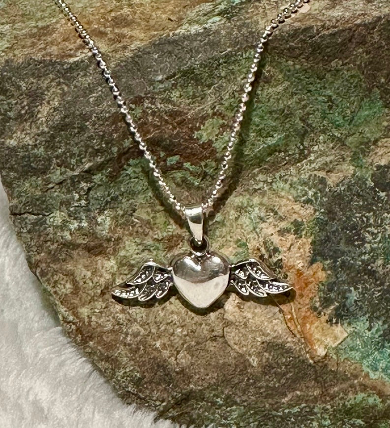 Winged Heart Sterling Silver Necklace