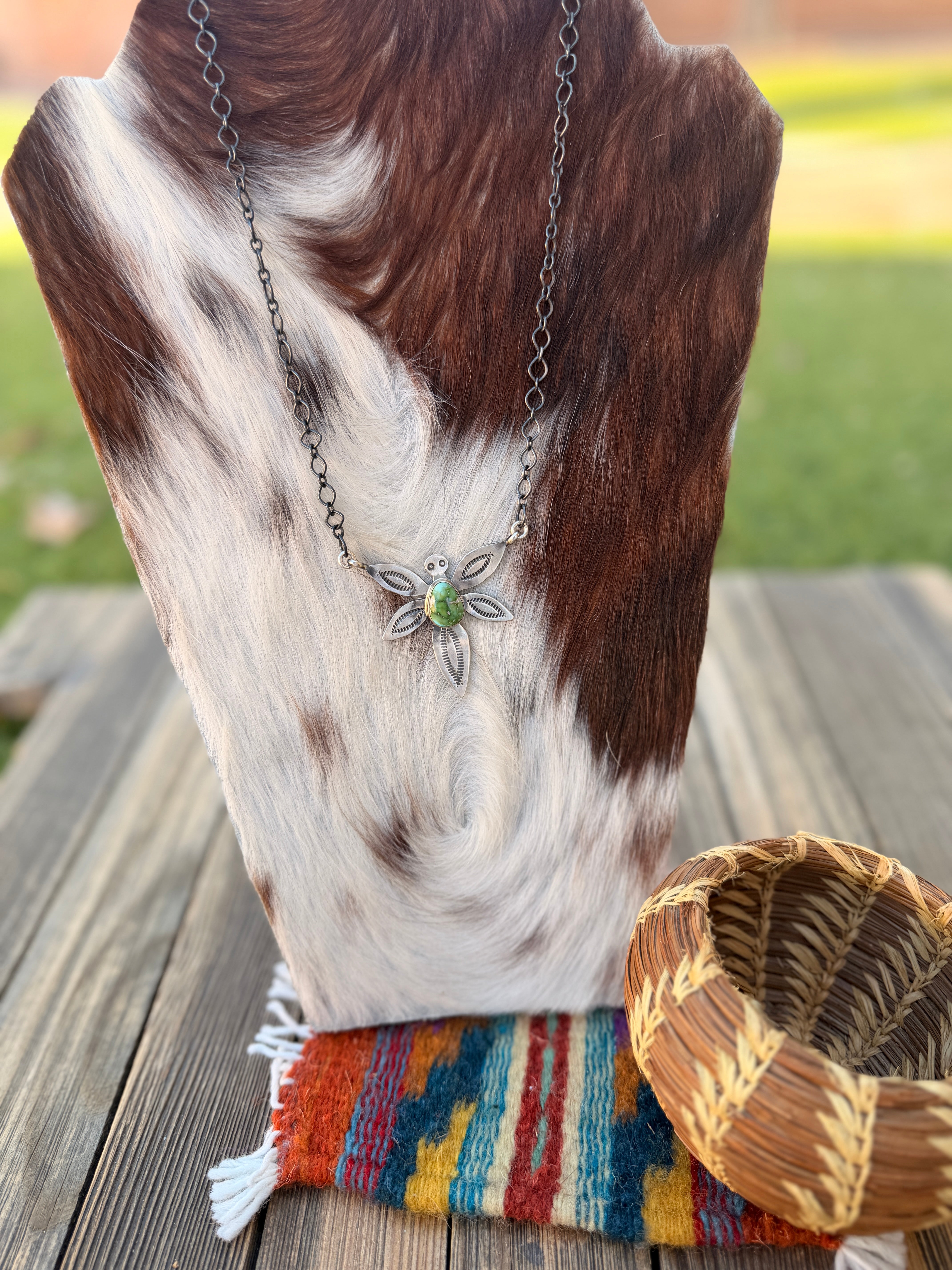 Handcrafted Sonoran Mountain Turquoise & Sterling Silver Dragonfly Necklace