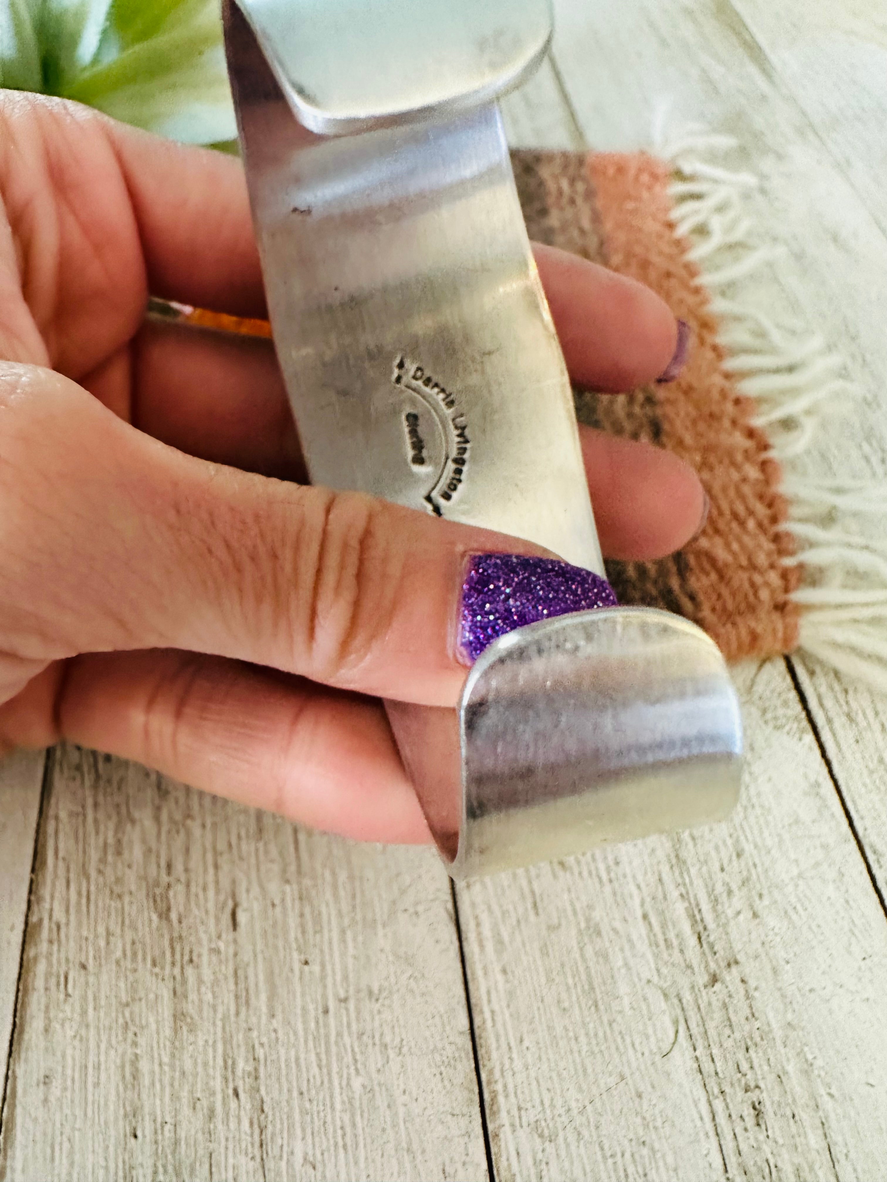 Handcrafted Golden Hills Turquoise & Sterling Silver Cuff Bracelet /