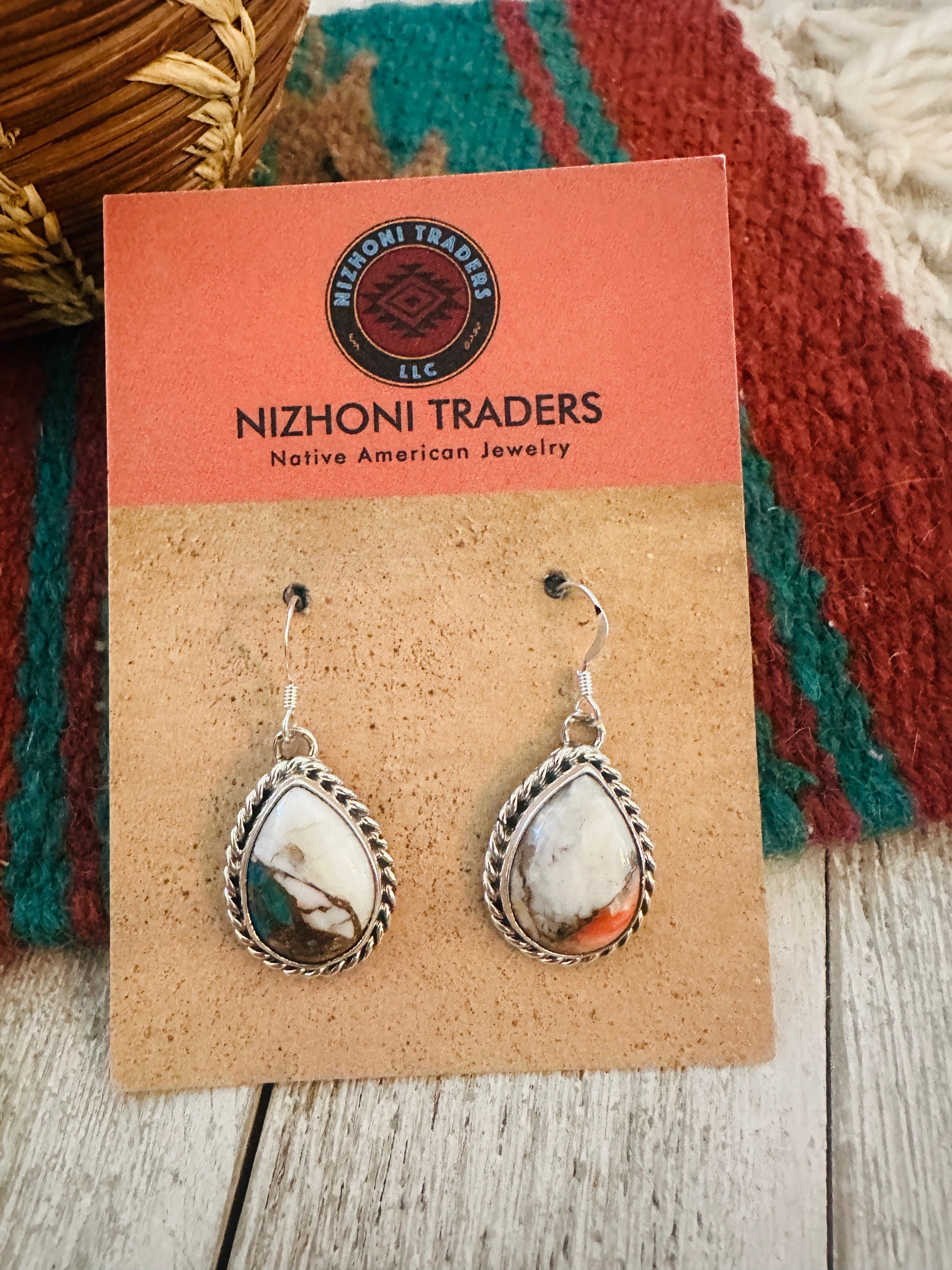 Handcrafted Sterling Silver & Spice Teardrop Dangle Earrings