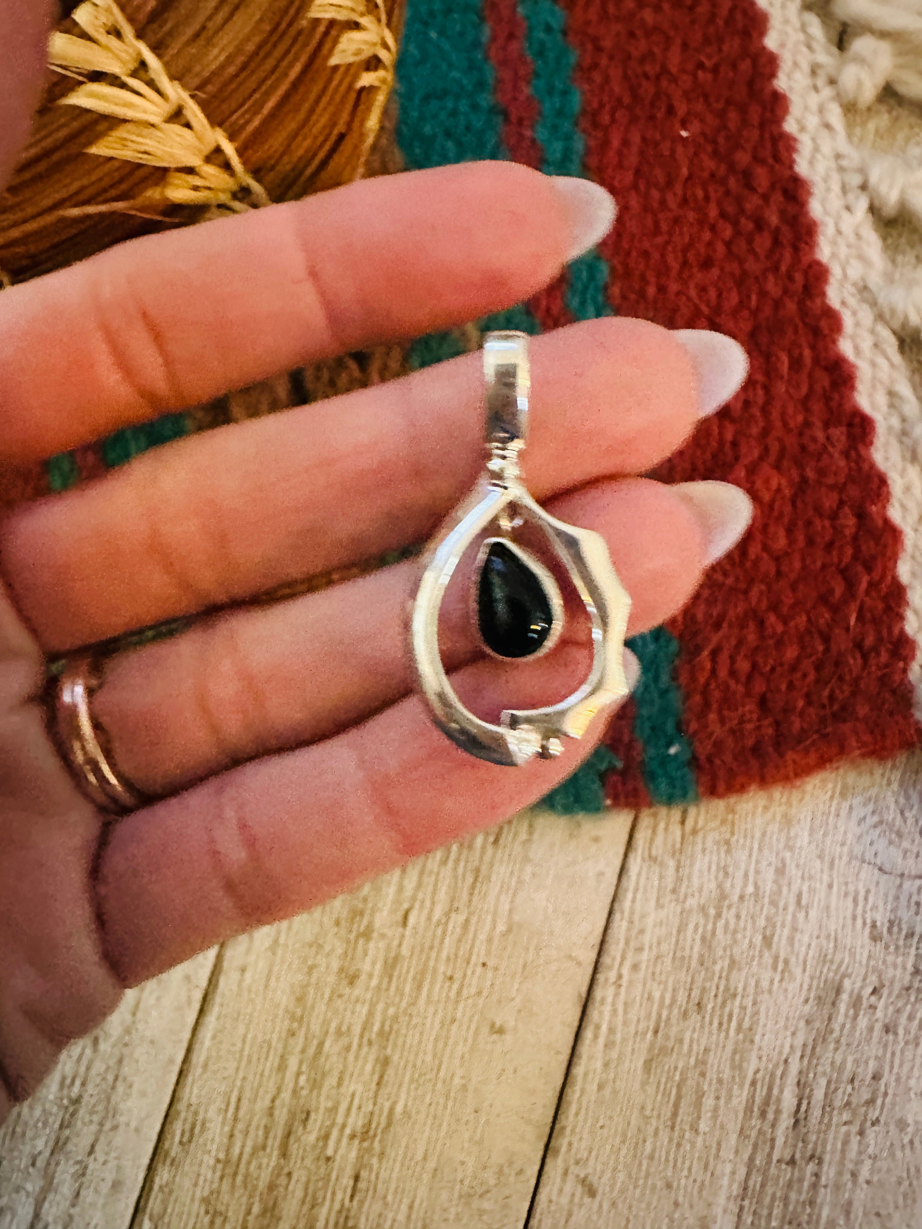 Handcrafted Sterling Silver & Black Onyx Teardrop Pendant