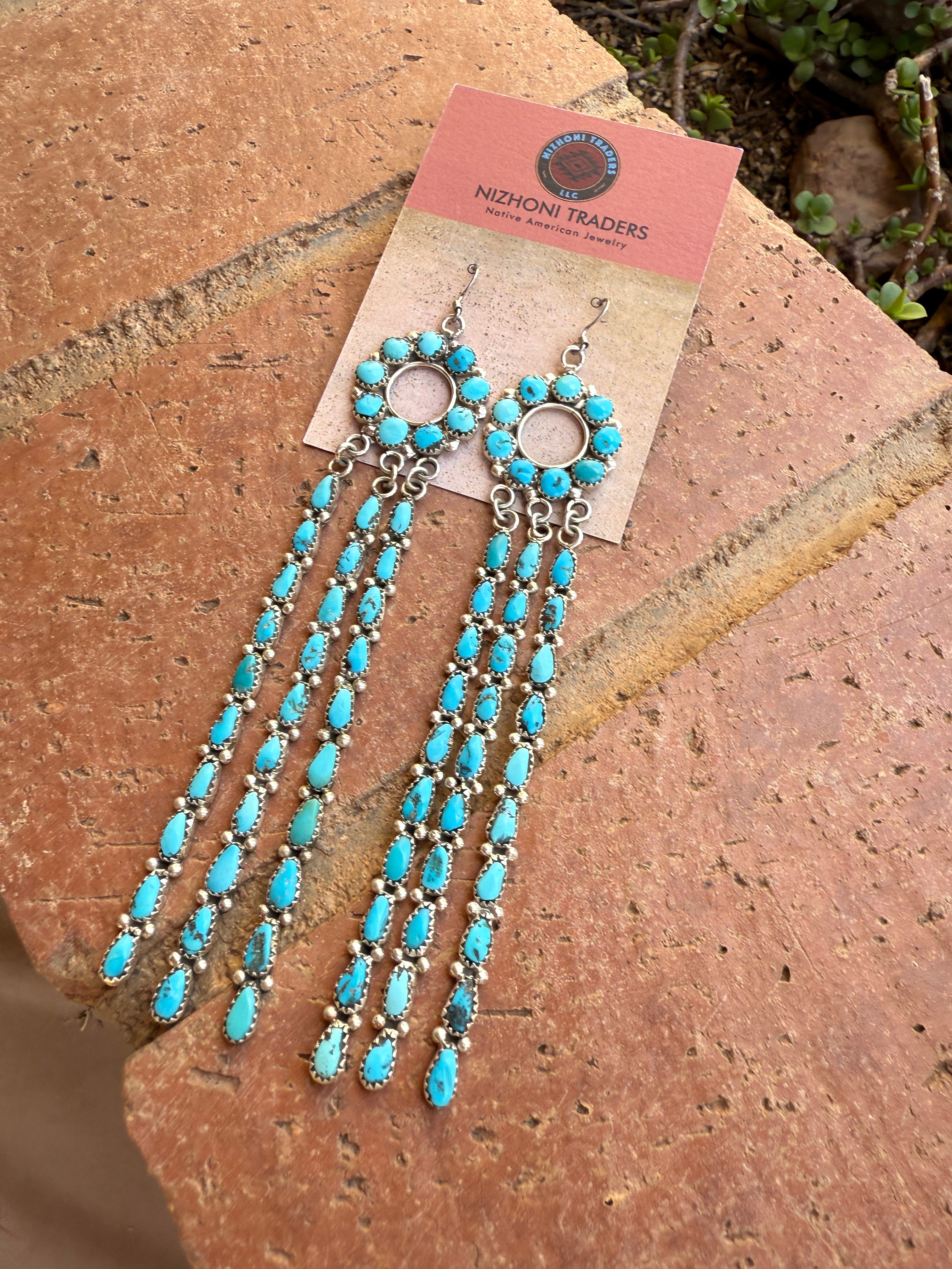 Handcrafted Sterling Silver & Kingman Turquoise Dangle Earrings By Juliana Williams