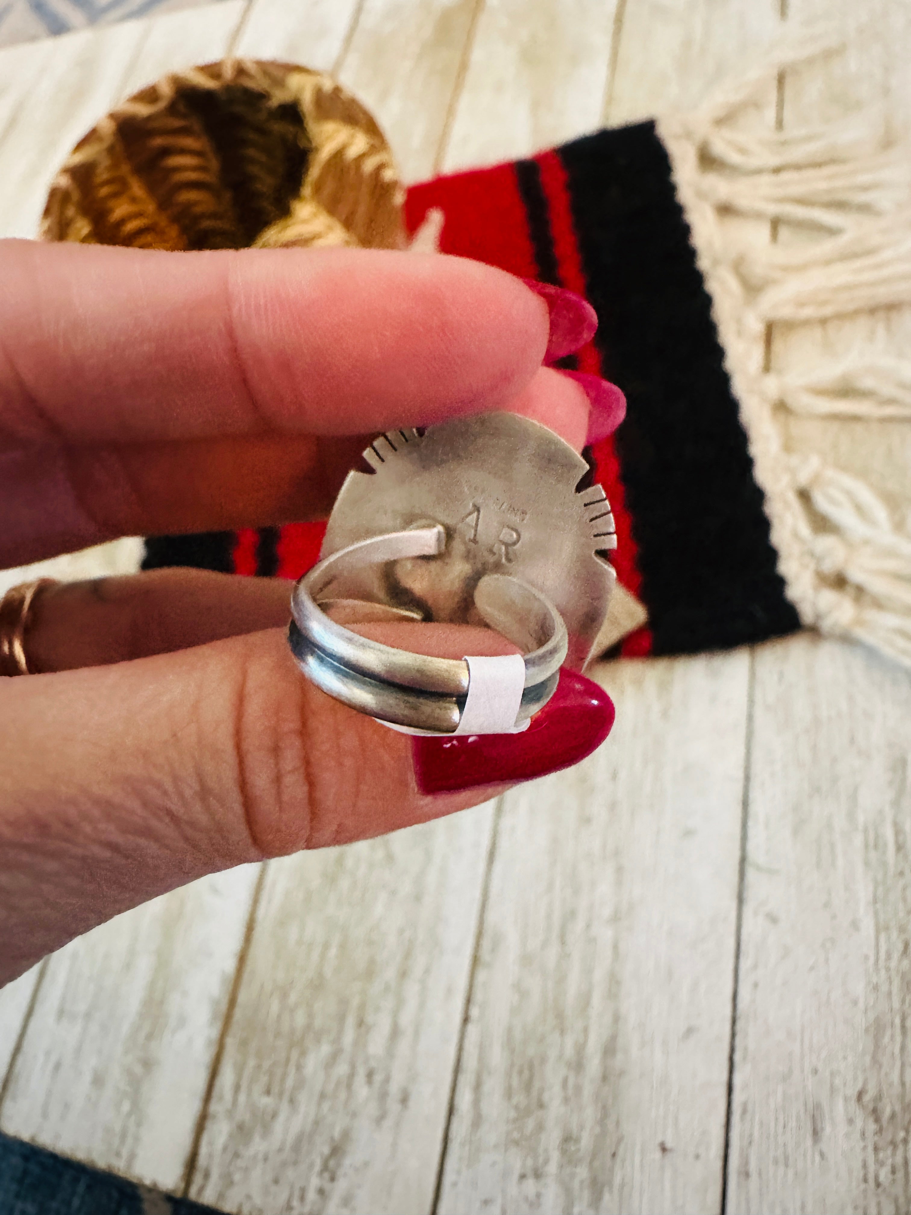 Handcrafted Turquoise & Sterling Silver Adjustable Ring