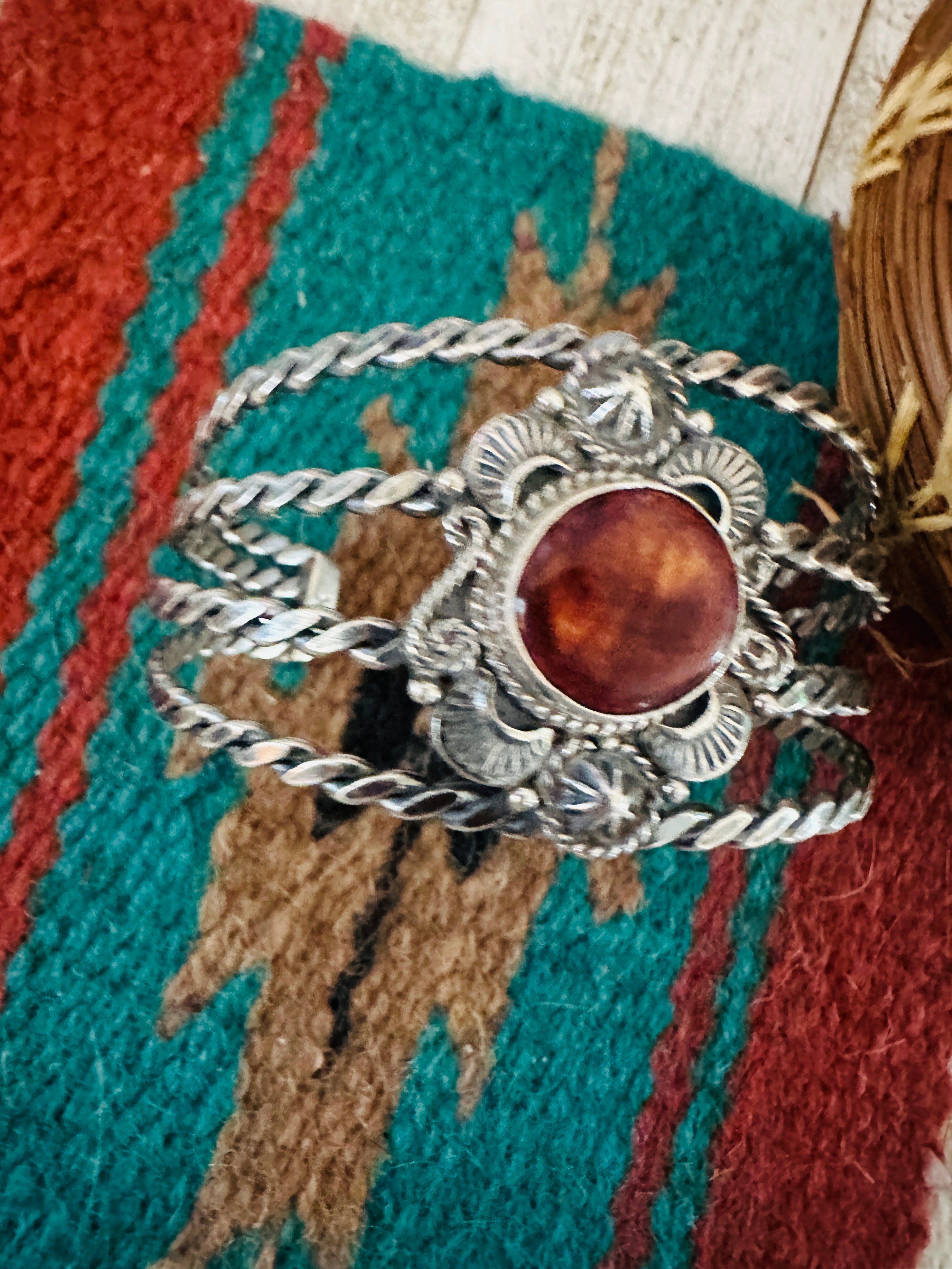 Handcrafted Sterling Silver & Purple Spiny Oyster Cuff Bracelet