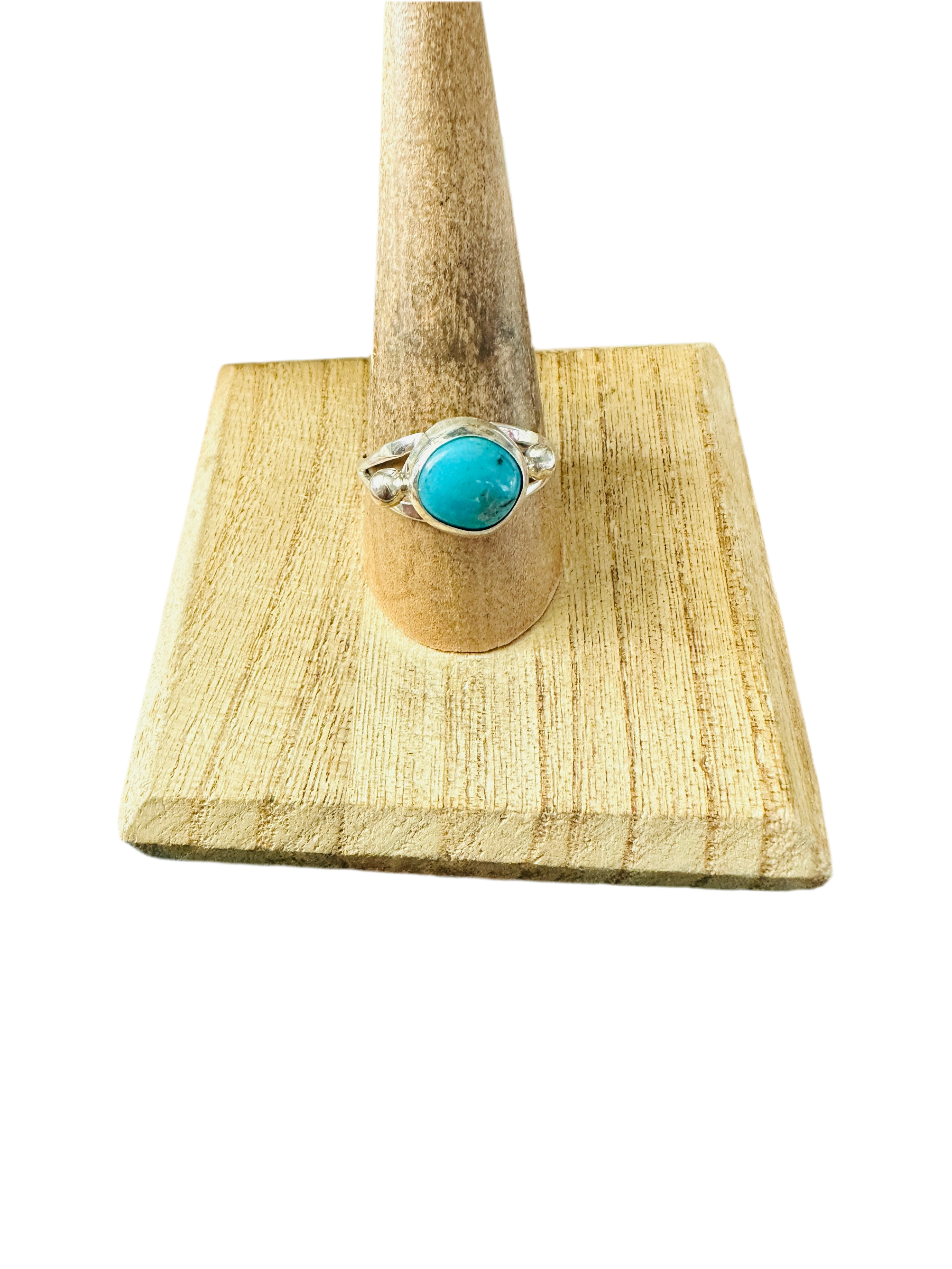 Handcrafted Sterling Silver & Turquoise Ring Size 9