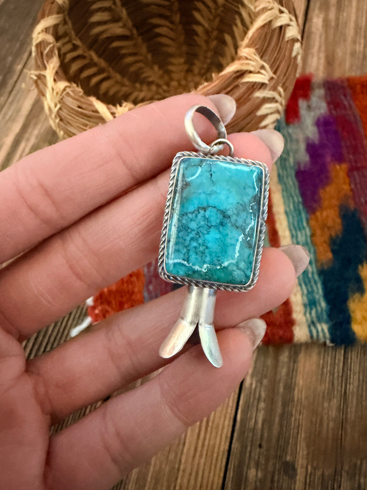 Handcrafted Sterling Silver & Turquoise Blossom Pendant