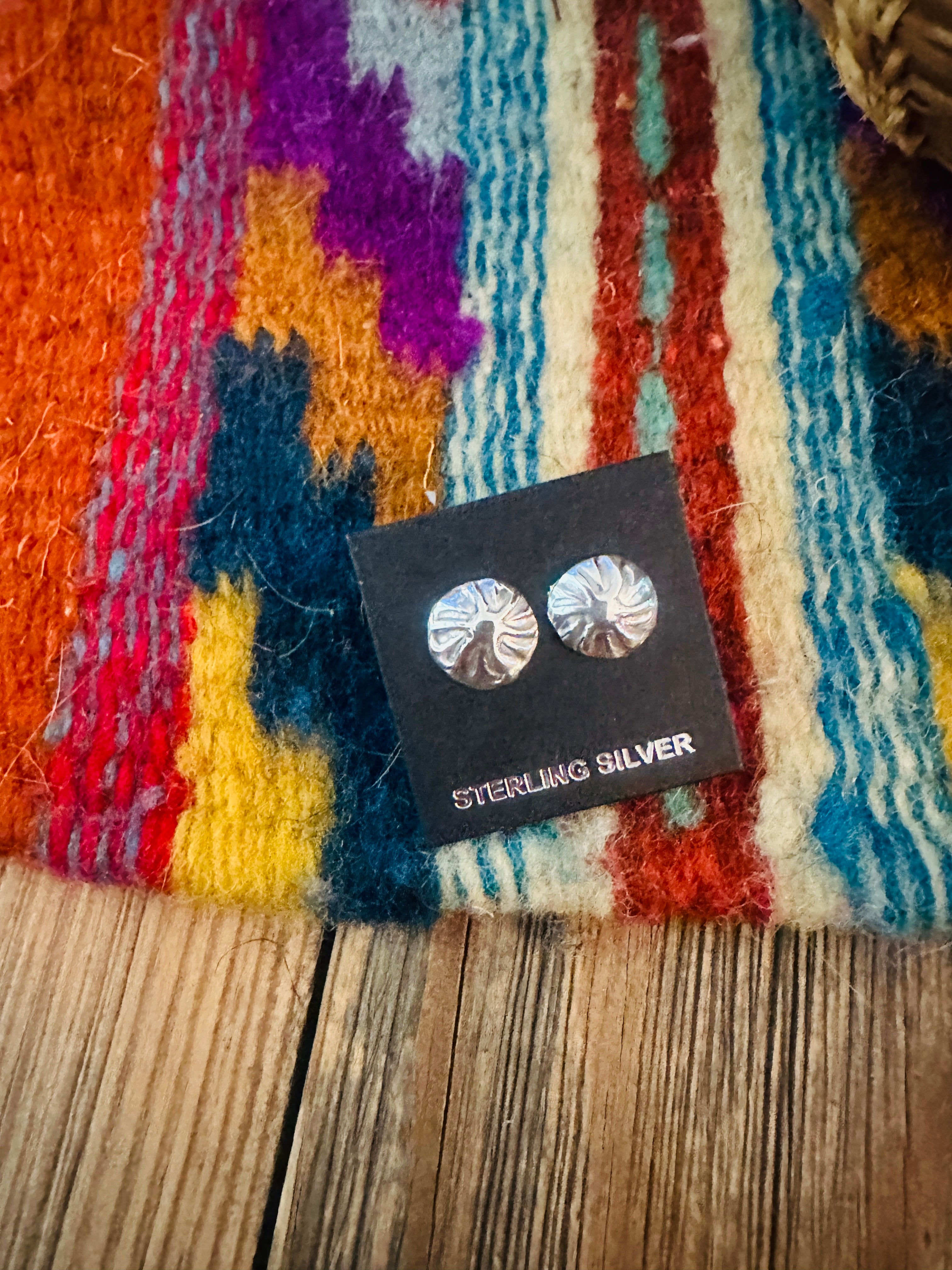 Handcrafted Sterling Silver Concho Stud Earrings