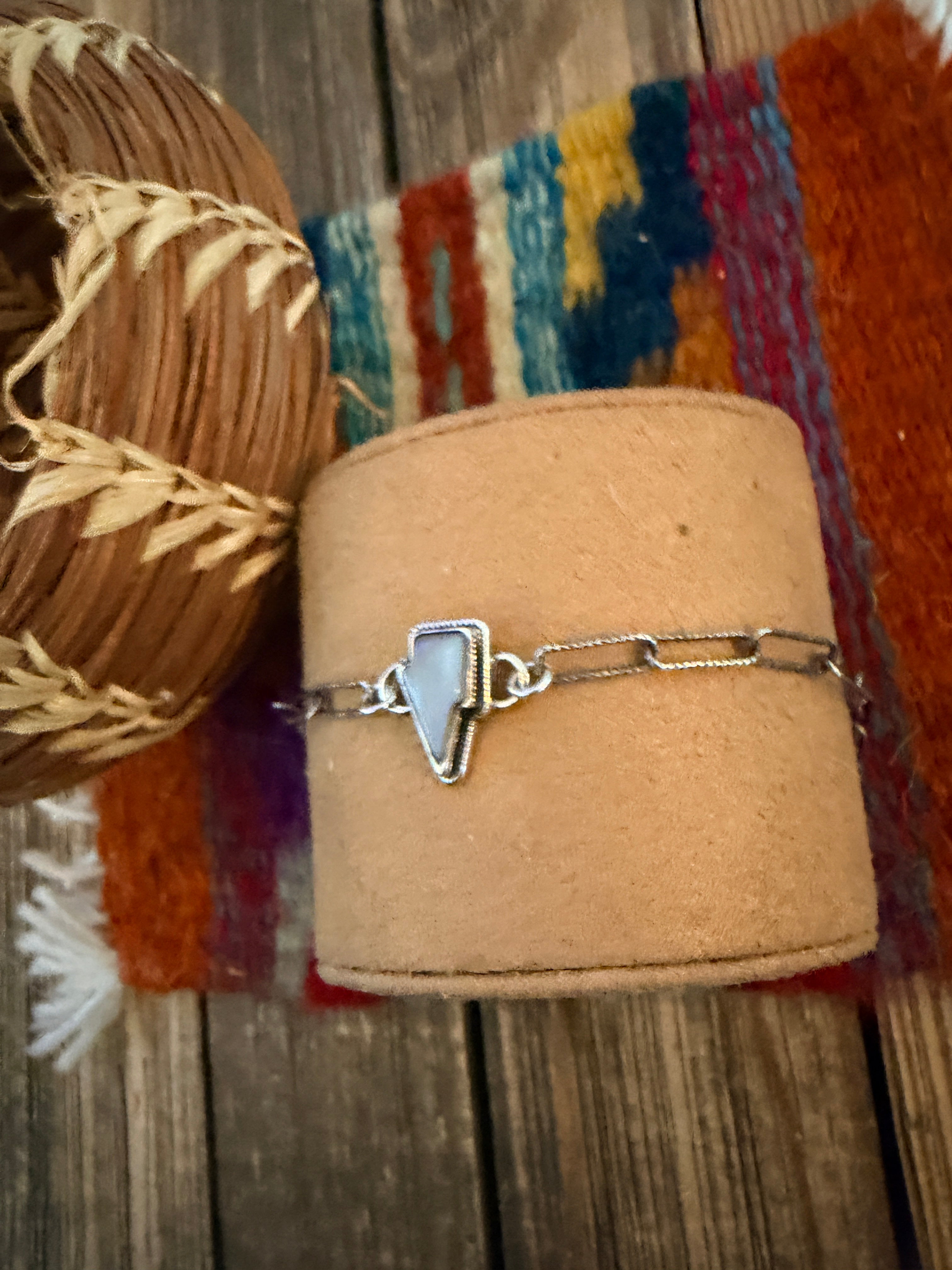 Handmade Moonstone & Sterling Silver Lightning Bolt Anklet