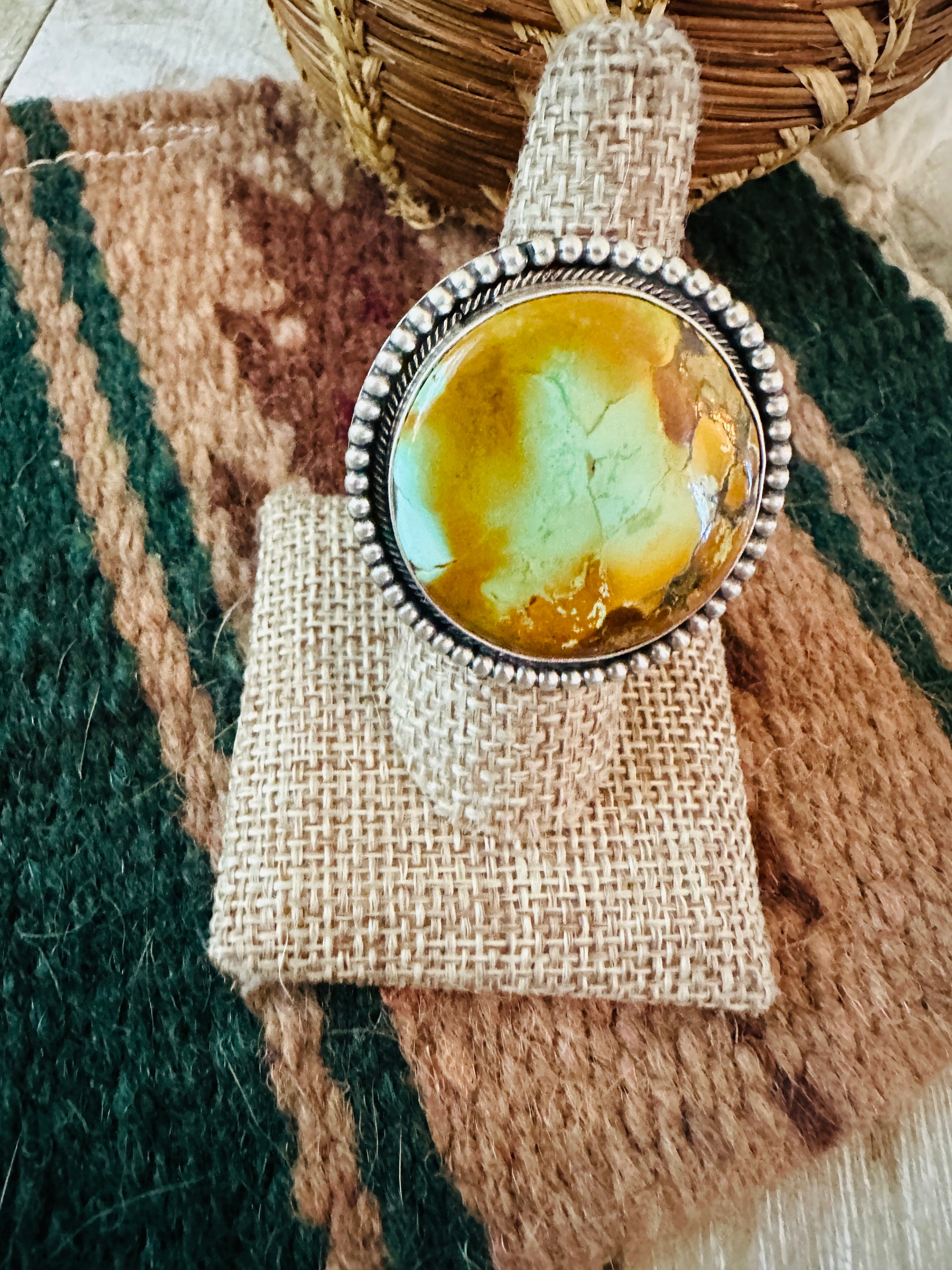 Handcrafted Sterling Silver & Royston Turquoise Ring Size 8