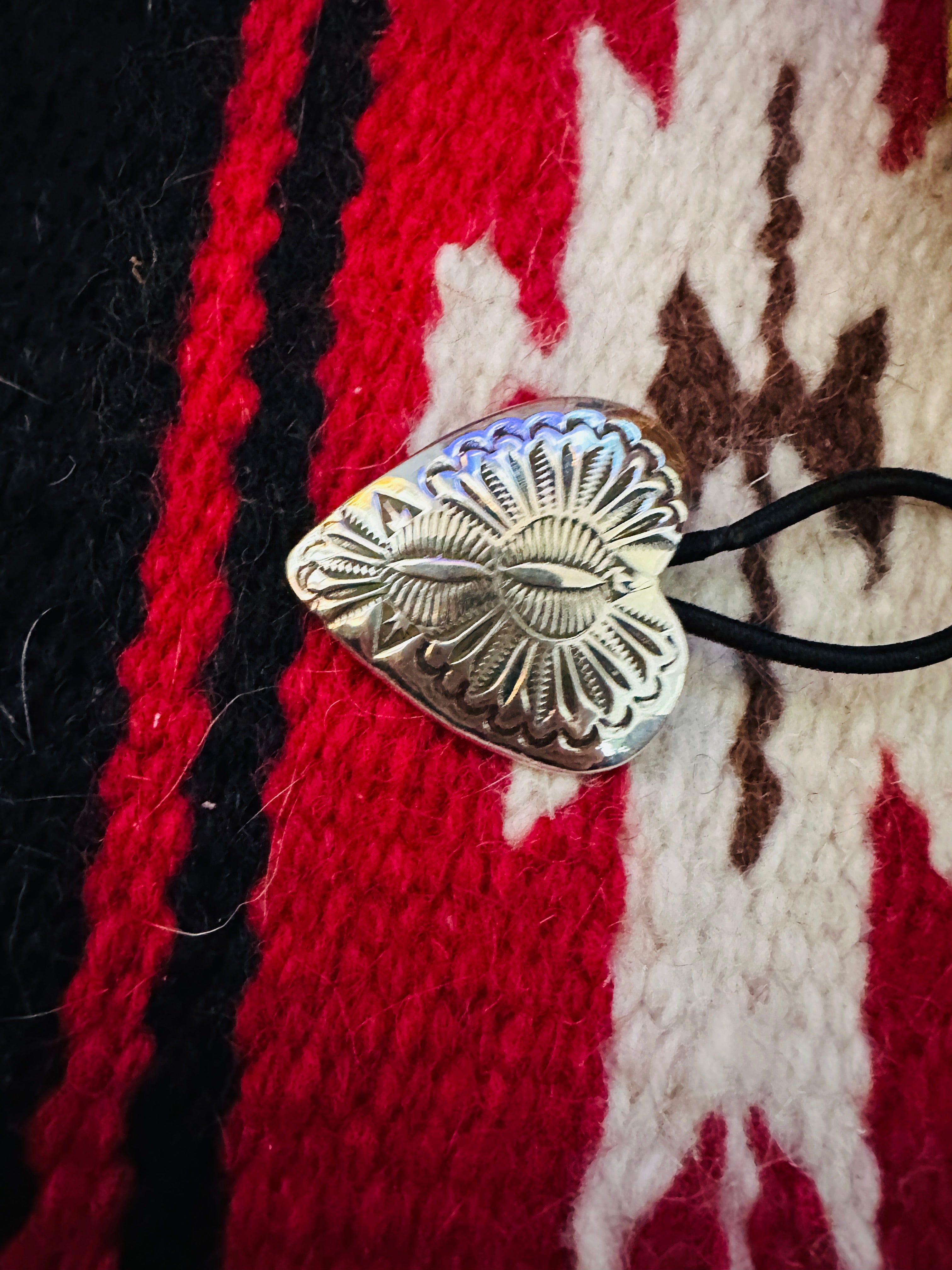 Handcrafted Hand Stamped Sterling Silver Heart Hair Tie