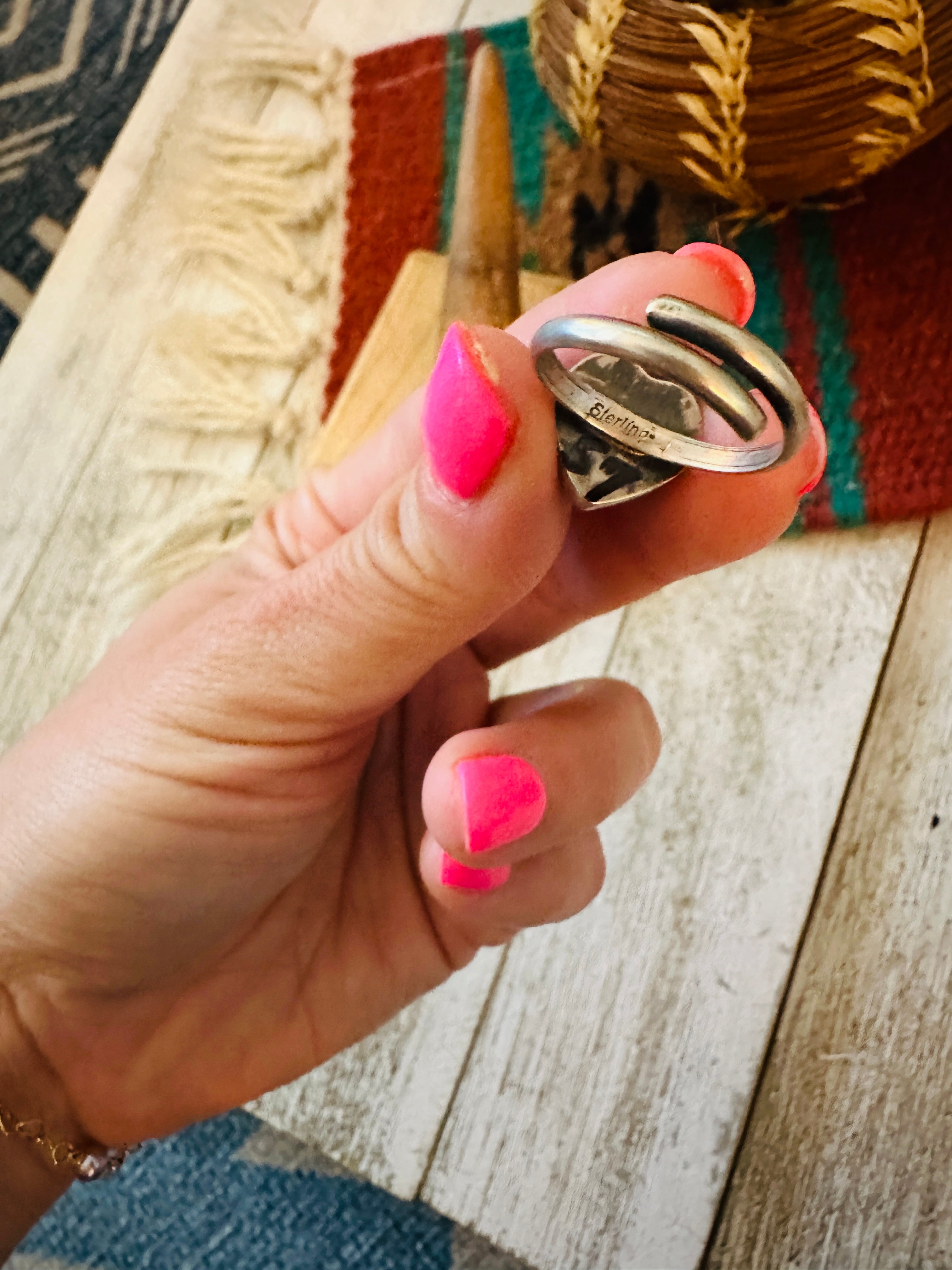 Handcrafted Sterling Silver & Lapis Adjustable Heart Ring