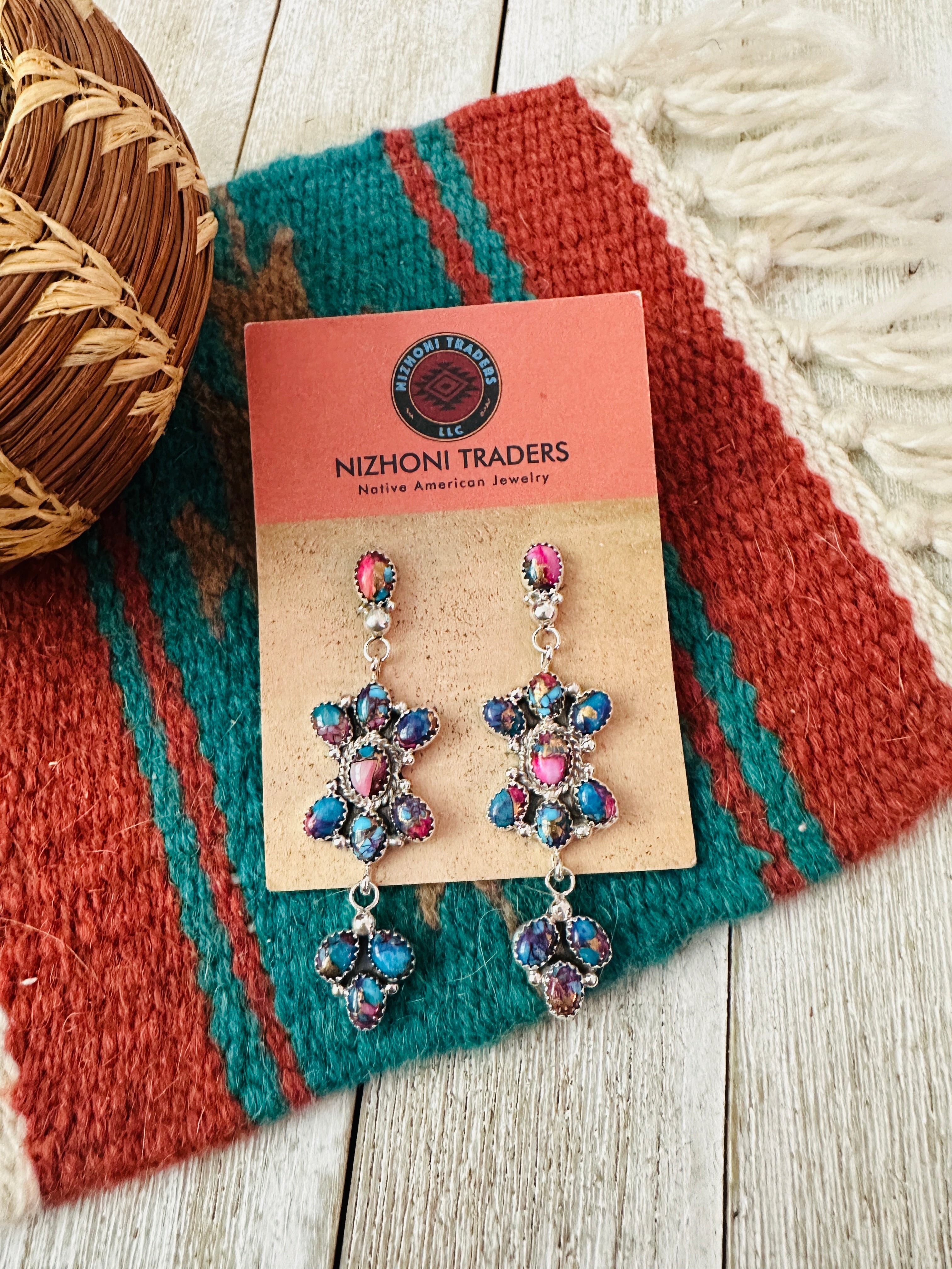 Handcrafted Pink Dream Mojave & Sterling Silver Dangle Earrings