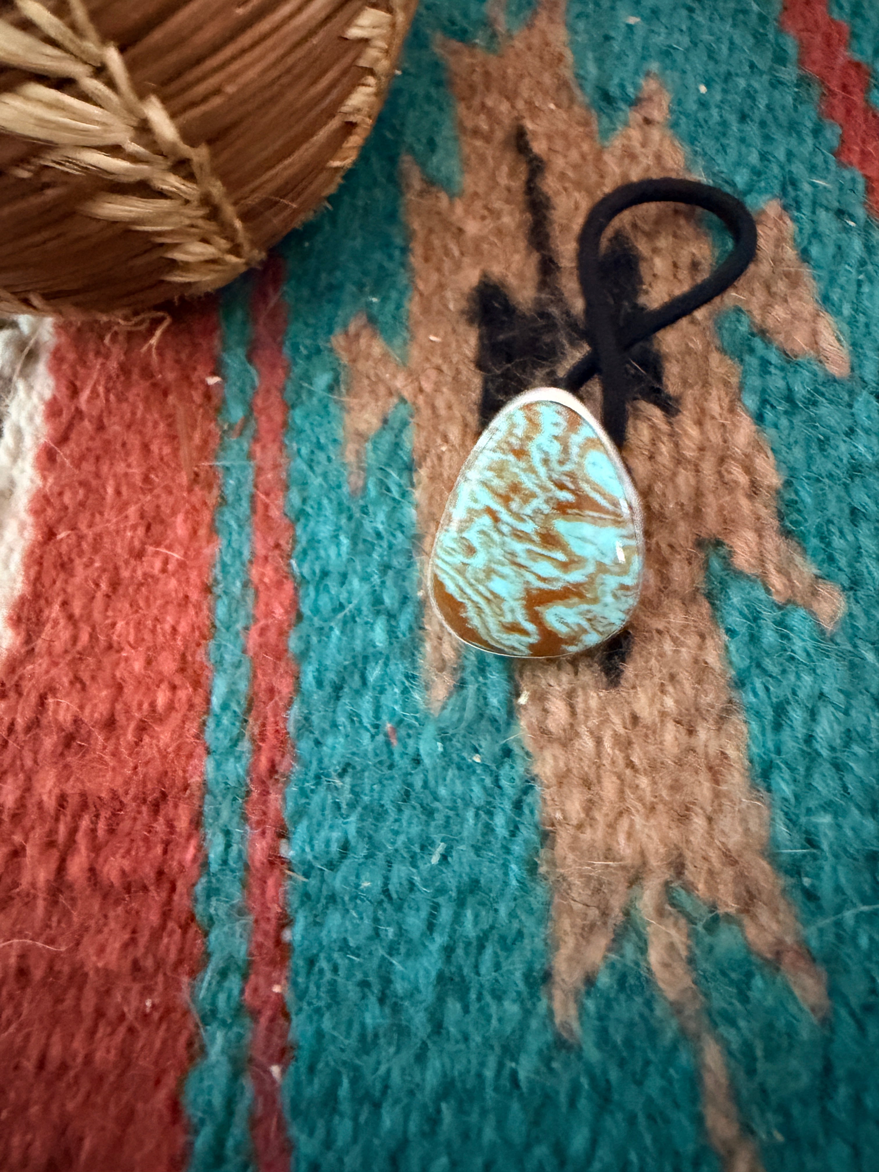 Handcrafted Turquoise & Sterling Silver Hair Tie Charm