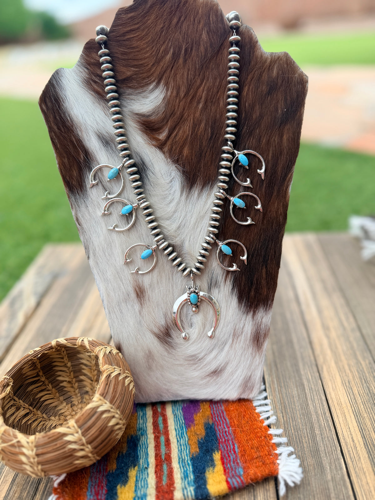 Handcrafted Turquoise & Sterling Silver Naja Necklace
