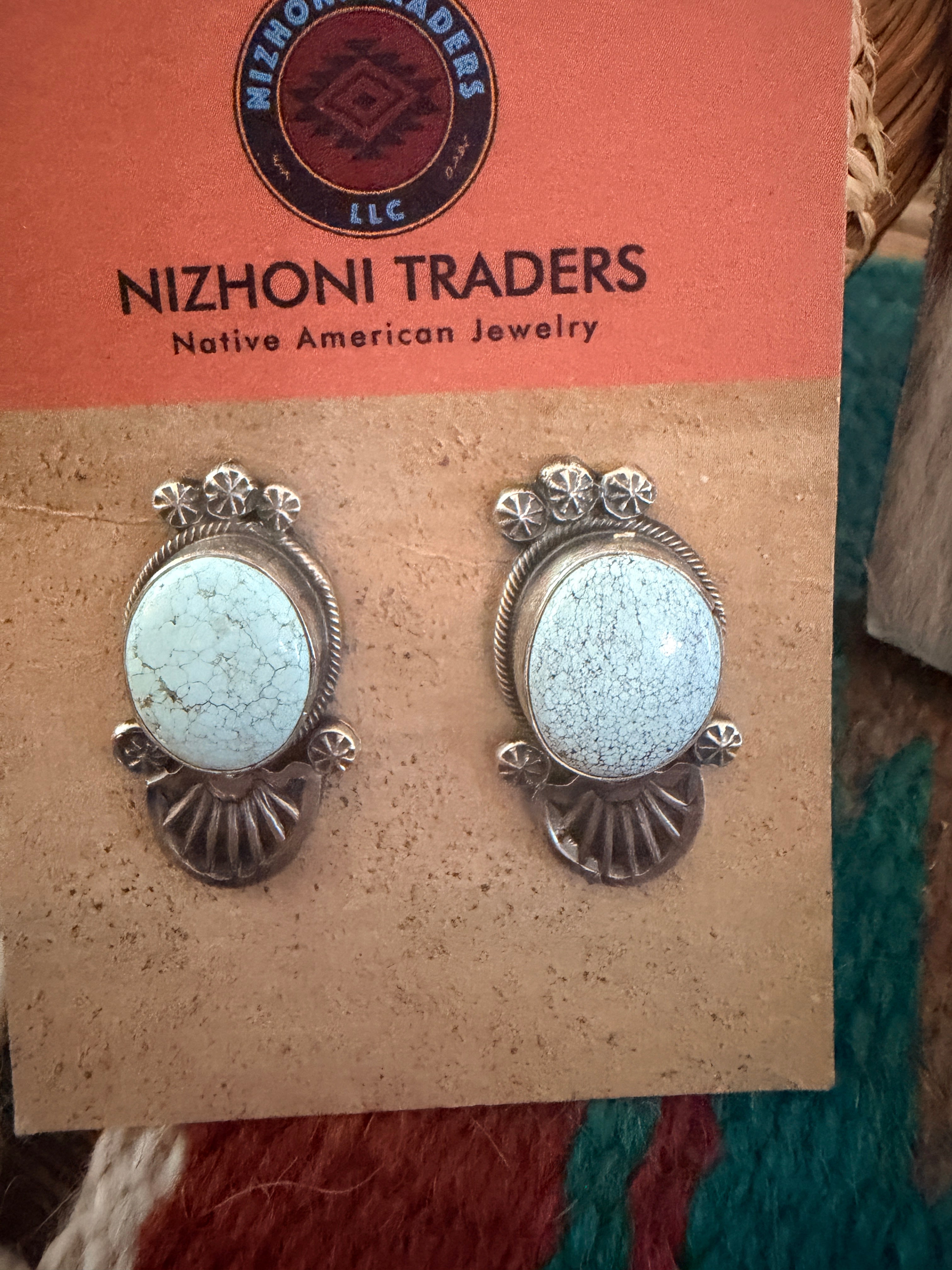 Handcrafted Dry Creek Turquoise & Sterling Silver Necklace and Earring Set by Gilbert Tom