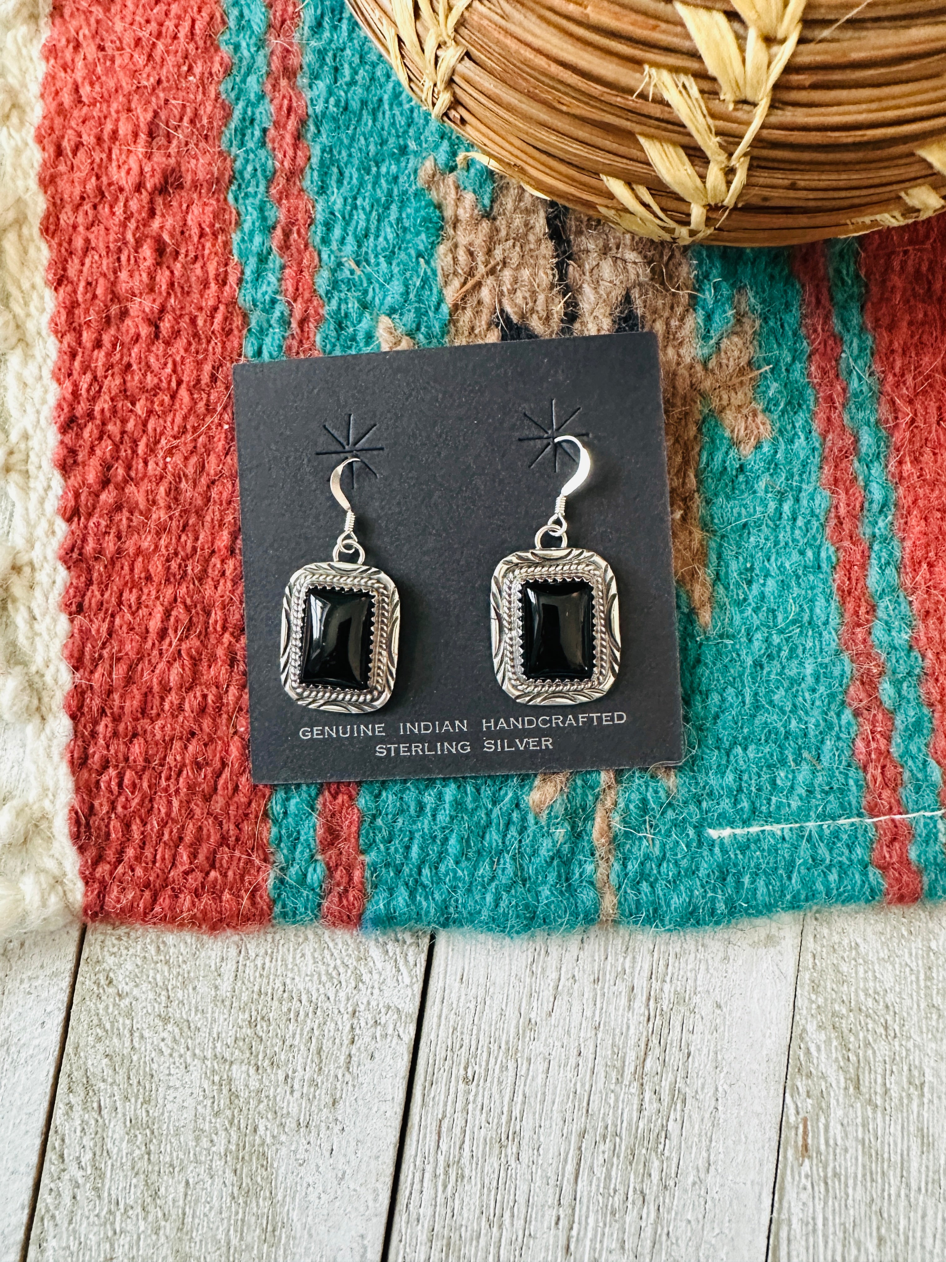 Handcrafted Onyx & Sterling Silver Dangle Earrings