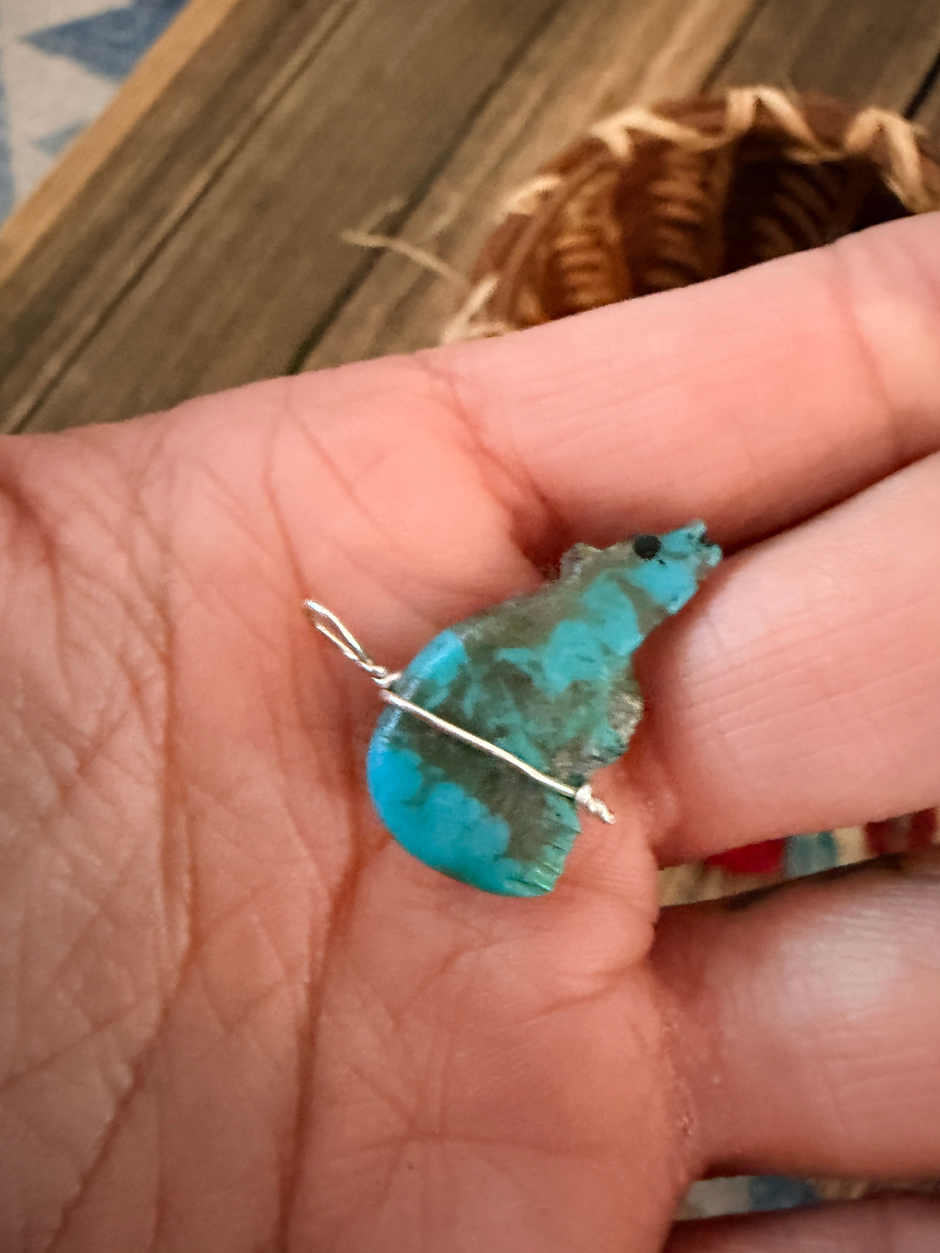 Hand Carved Multi Stone Bear Pendant by Darren Boone