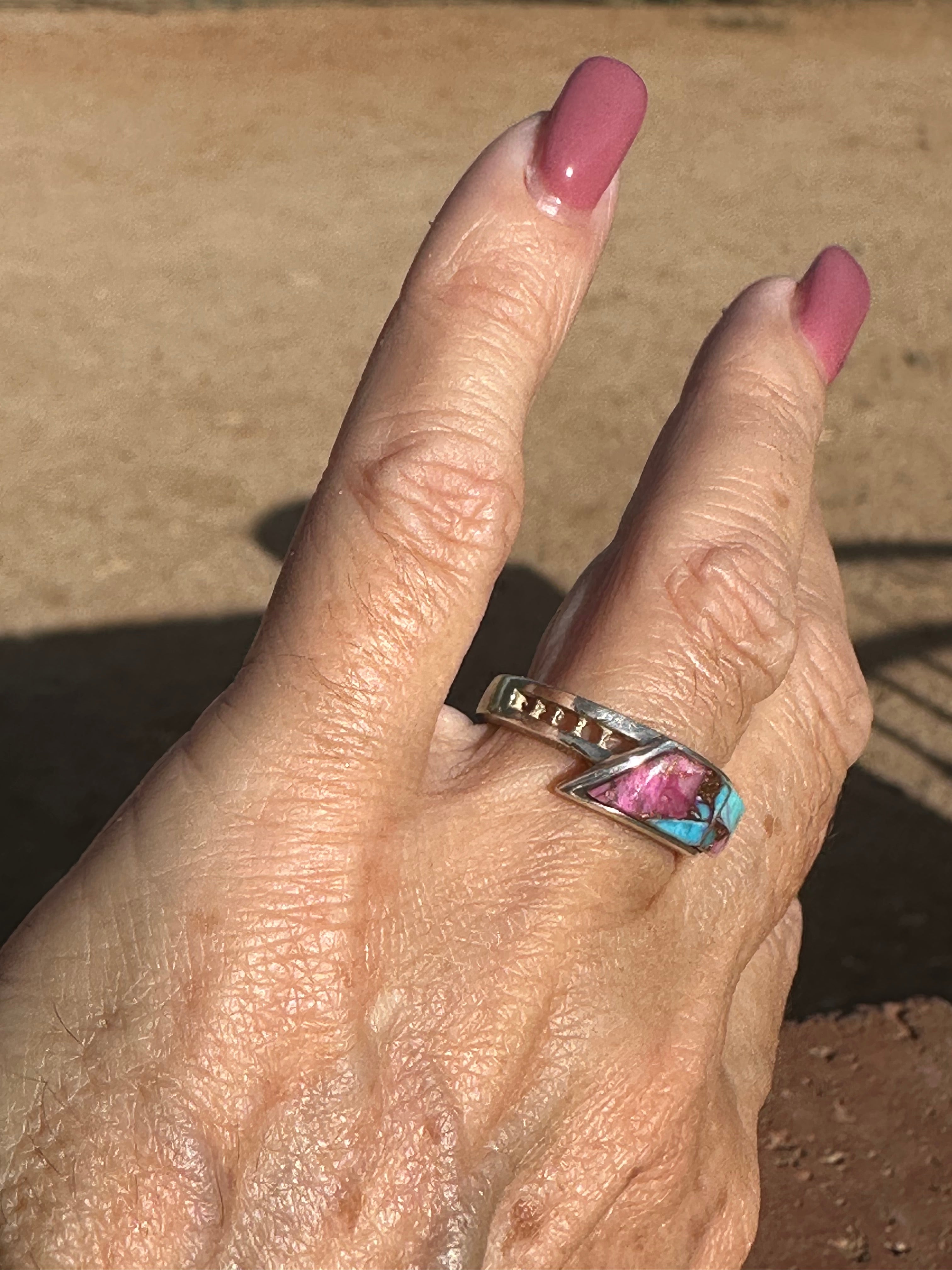 Handcrafted Pink Dream Triangle Stacker Ring